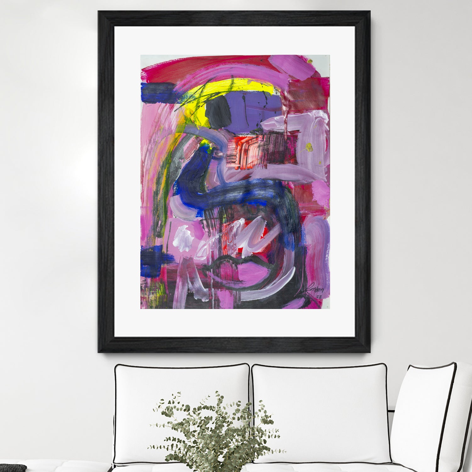 A Kiss in the Chaos by Janet London on GIANT ART - fluo pink abstract