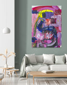 A Kiss in the Chaos by Janet London on GIANT ART - fluo pink abstract