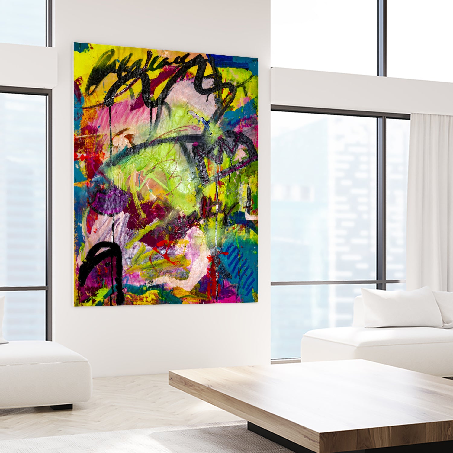 Festive Majesty by Janet London on GIANT ART - fluo yellow abstract