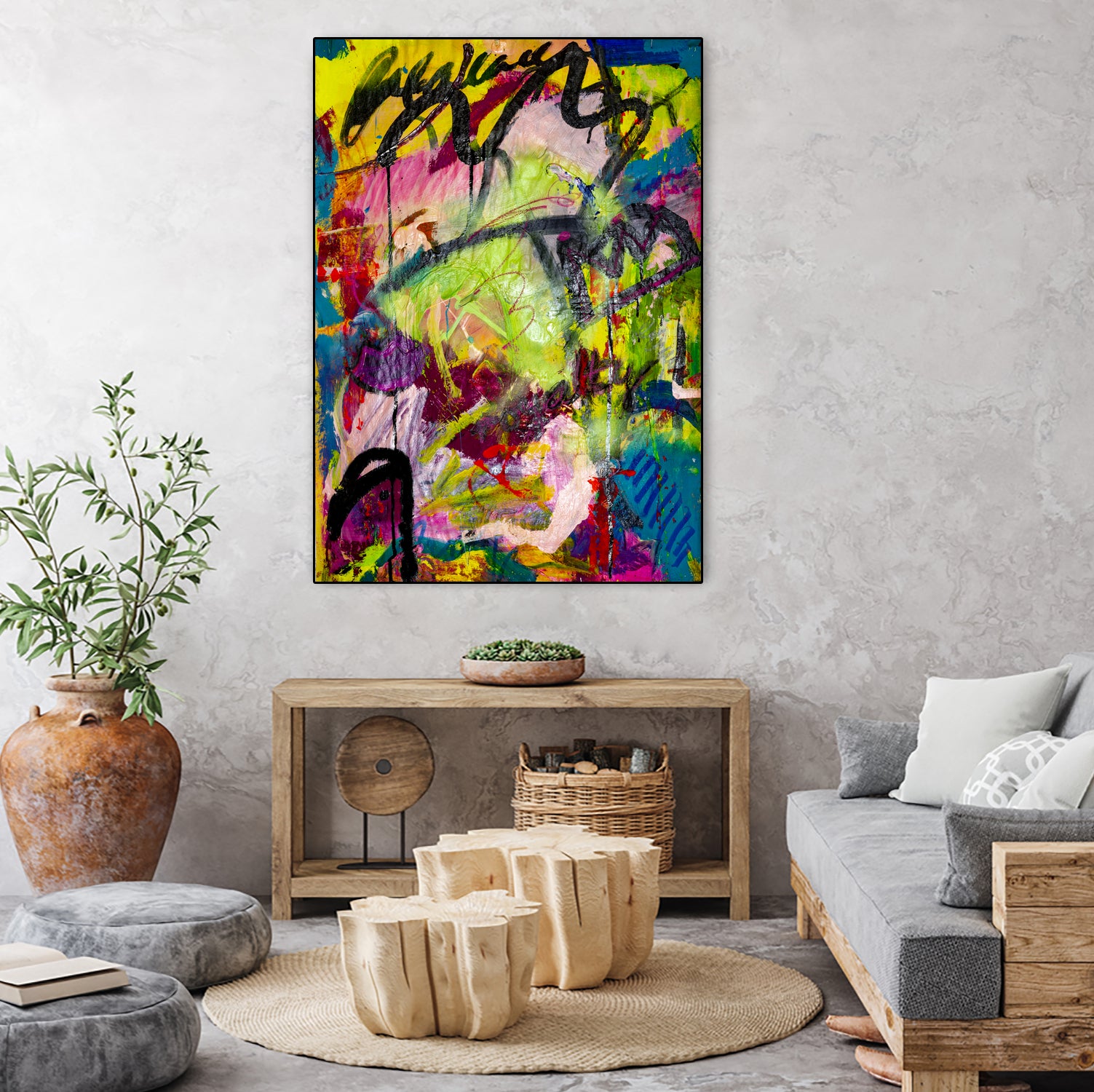 Festive Majesty by Janet London on GIANT ART - fluo yellow abstract