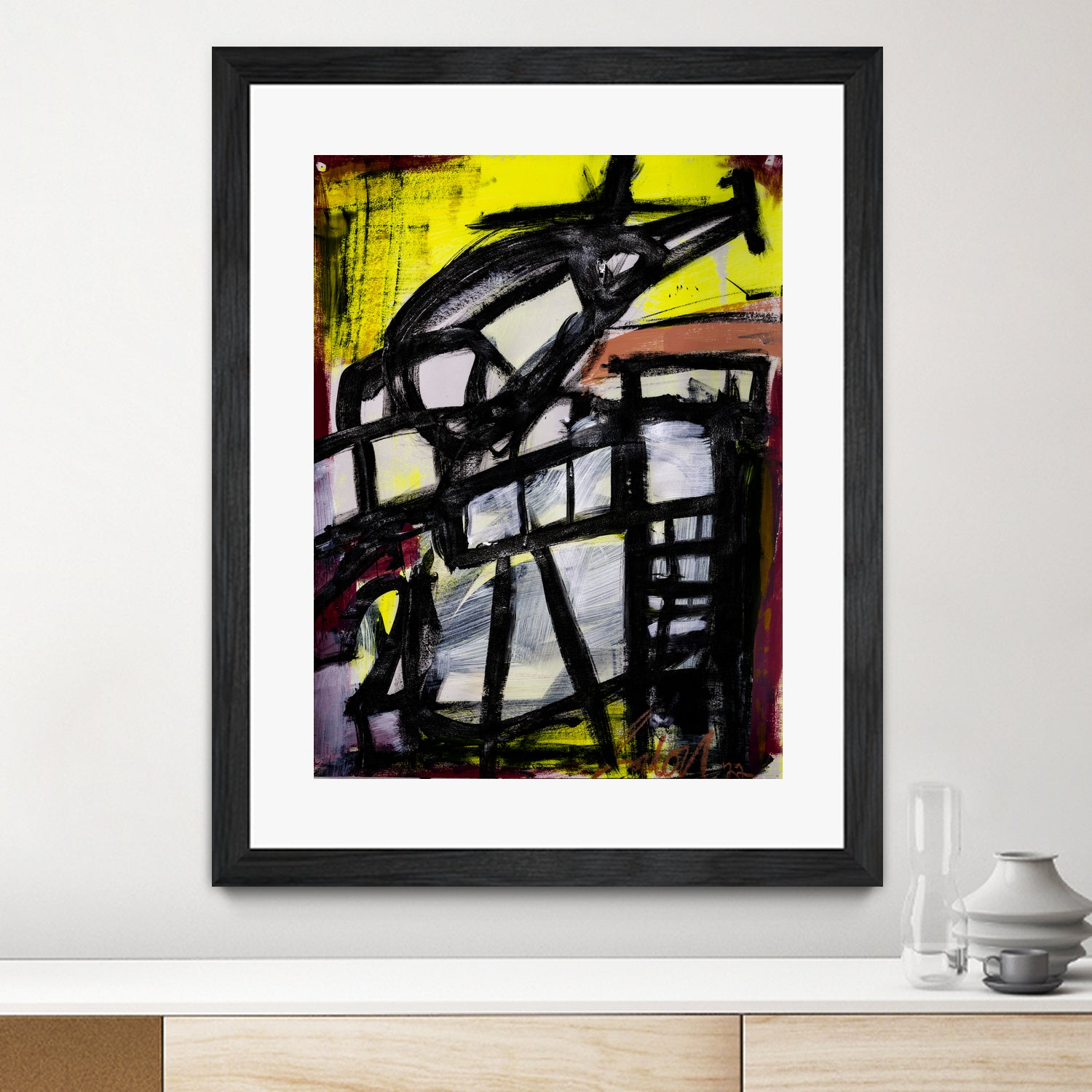 The Helicopter Comes Home by Janet London on GIANT ART - black abstract