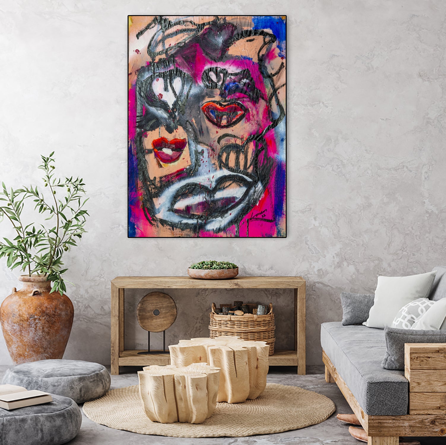 The Lips of Love by Janet London on GIANT ART - pink abstract