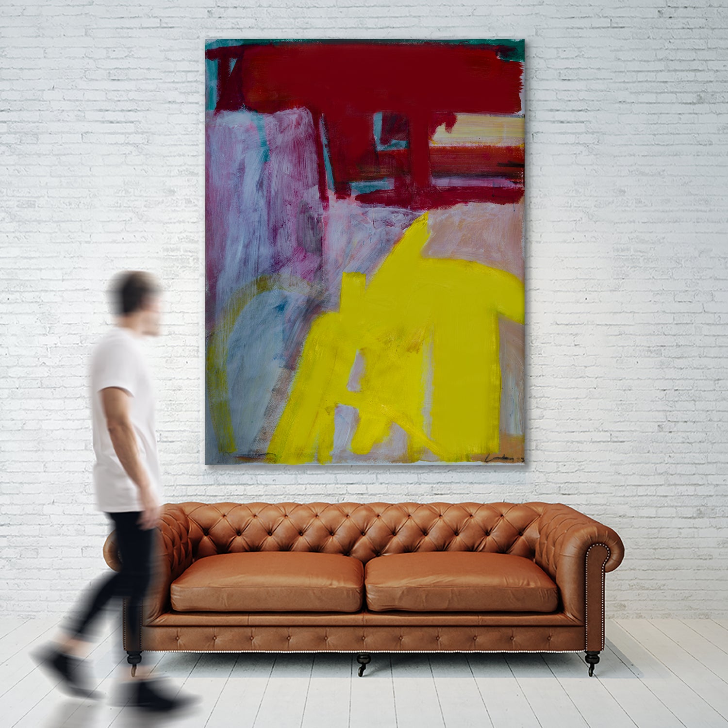 Red and Yellow Collide by Janet London on GIANT ART - yellow abstract