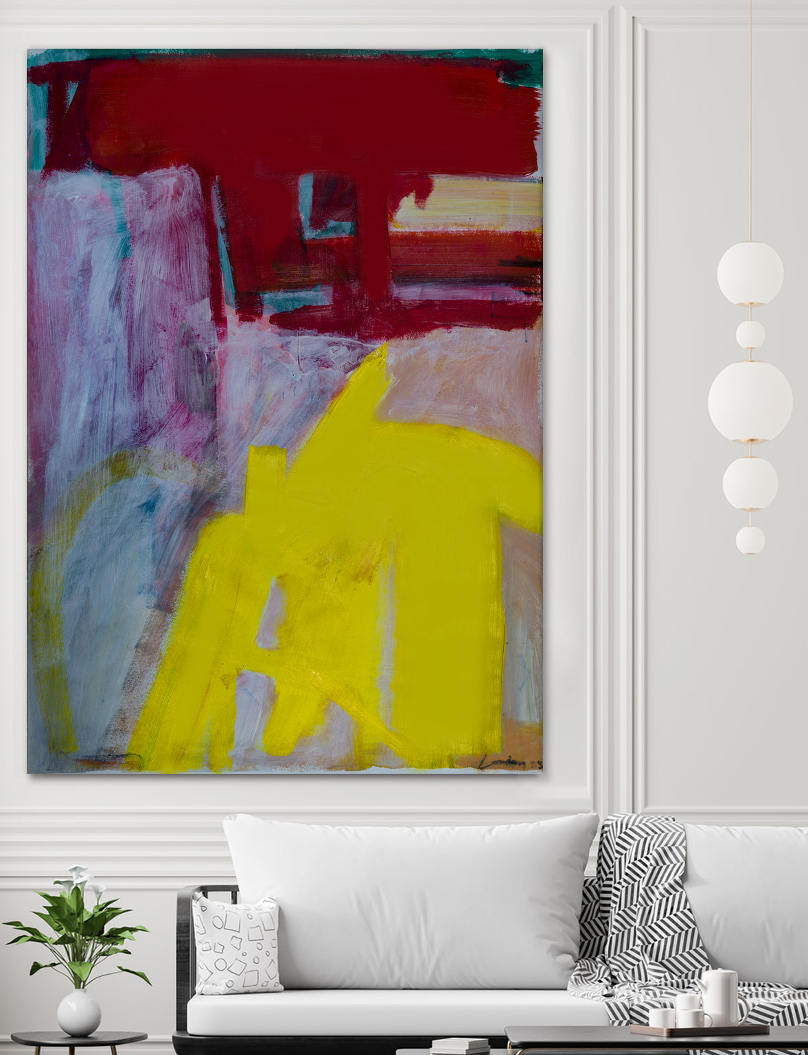 Red and Yellow Collide by Janet London on GIANT ART - yellow abstract