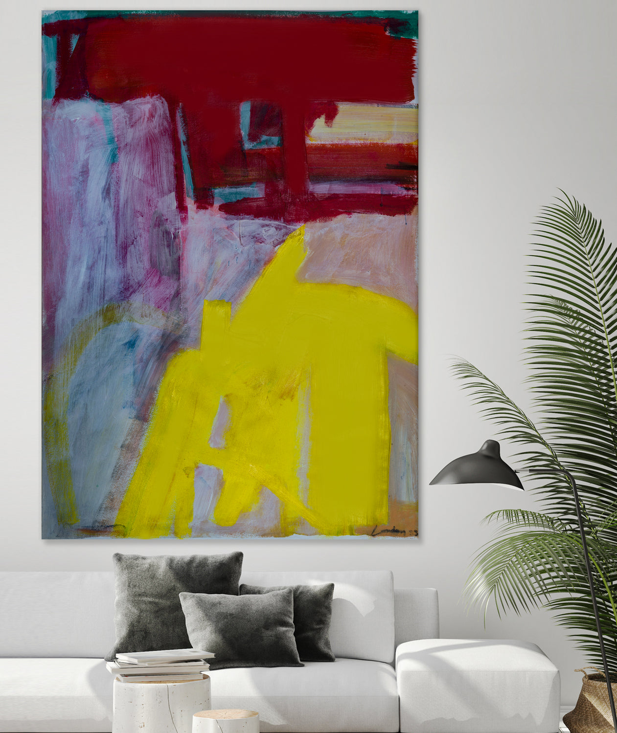 Red and Yellow Collide by Janet London on GIANT ART - yellow abstract