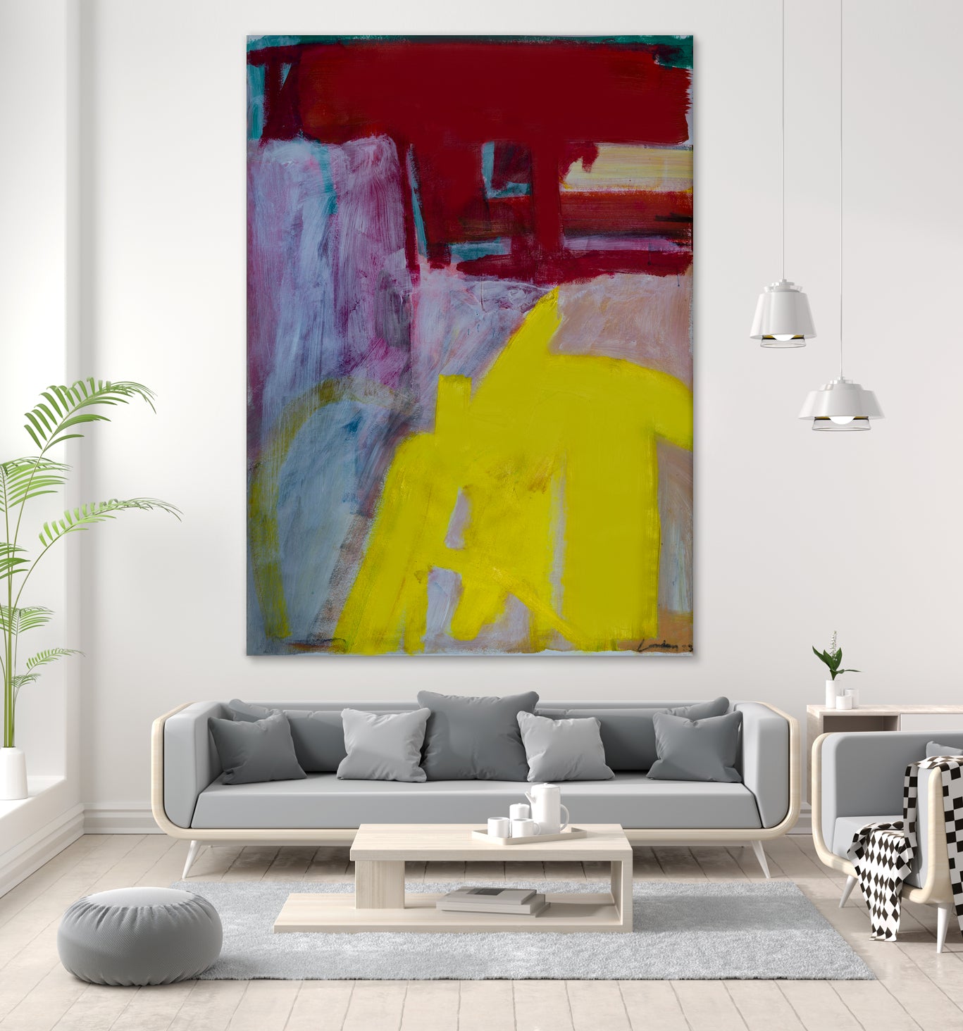 Red and Yellow Collide by Janet London on GIANT ART - yellow abstract