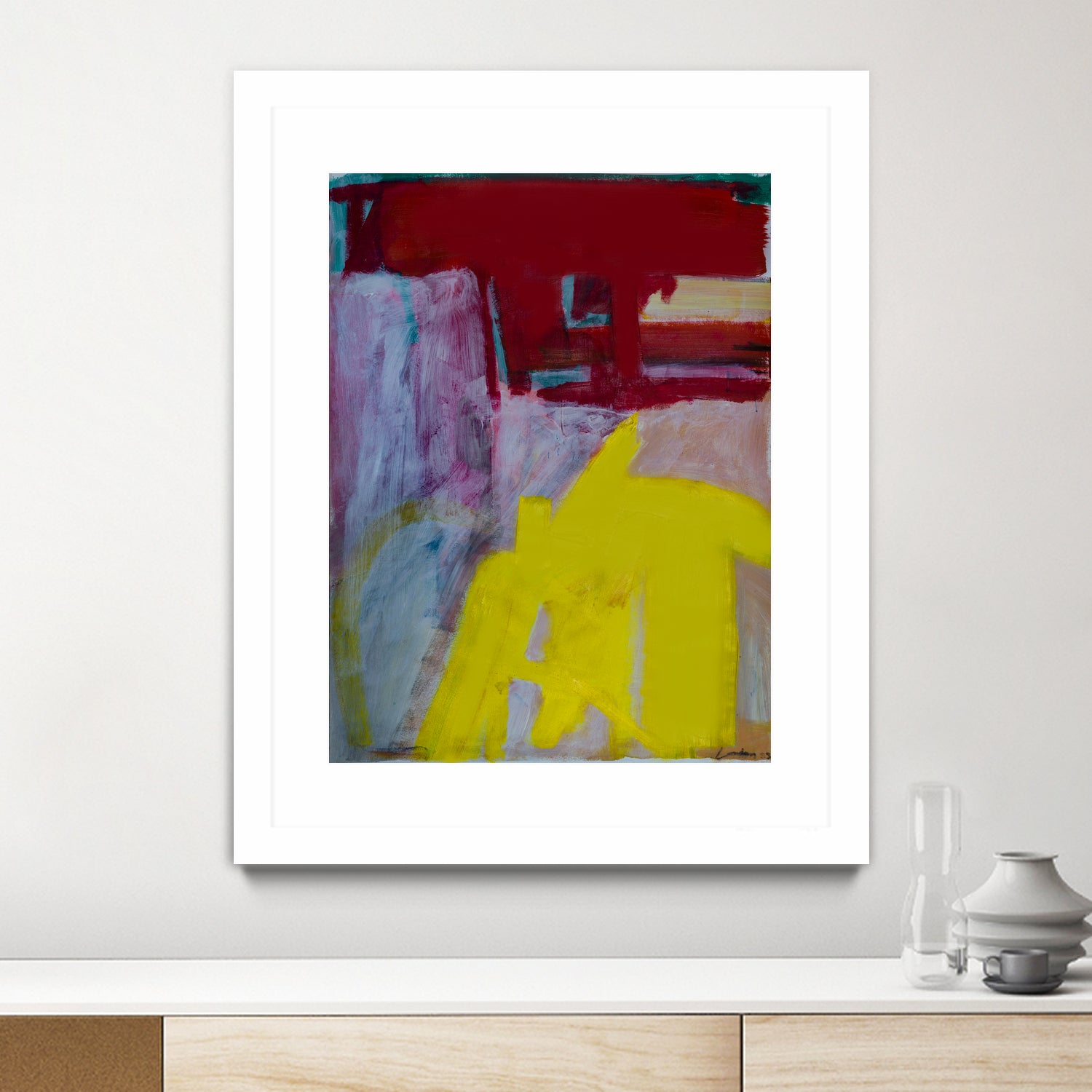 Red and Yellow Collide by Janet London on GIANT ART - yellow abstract