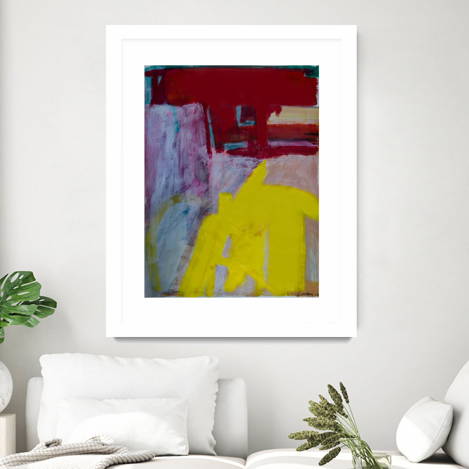 Red and Yellow Collide by Janet London on GIANT ART - yellow abstract