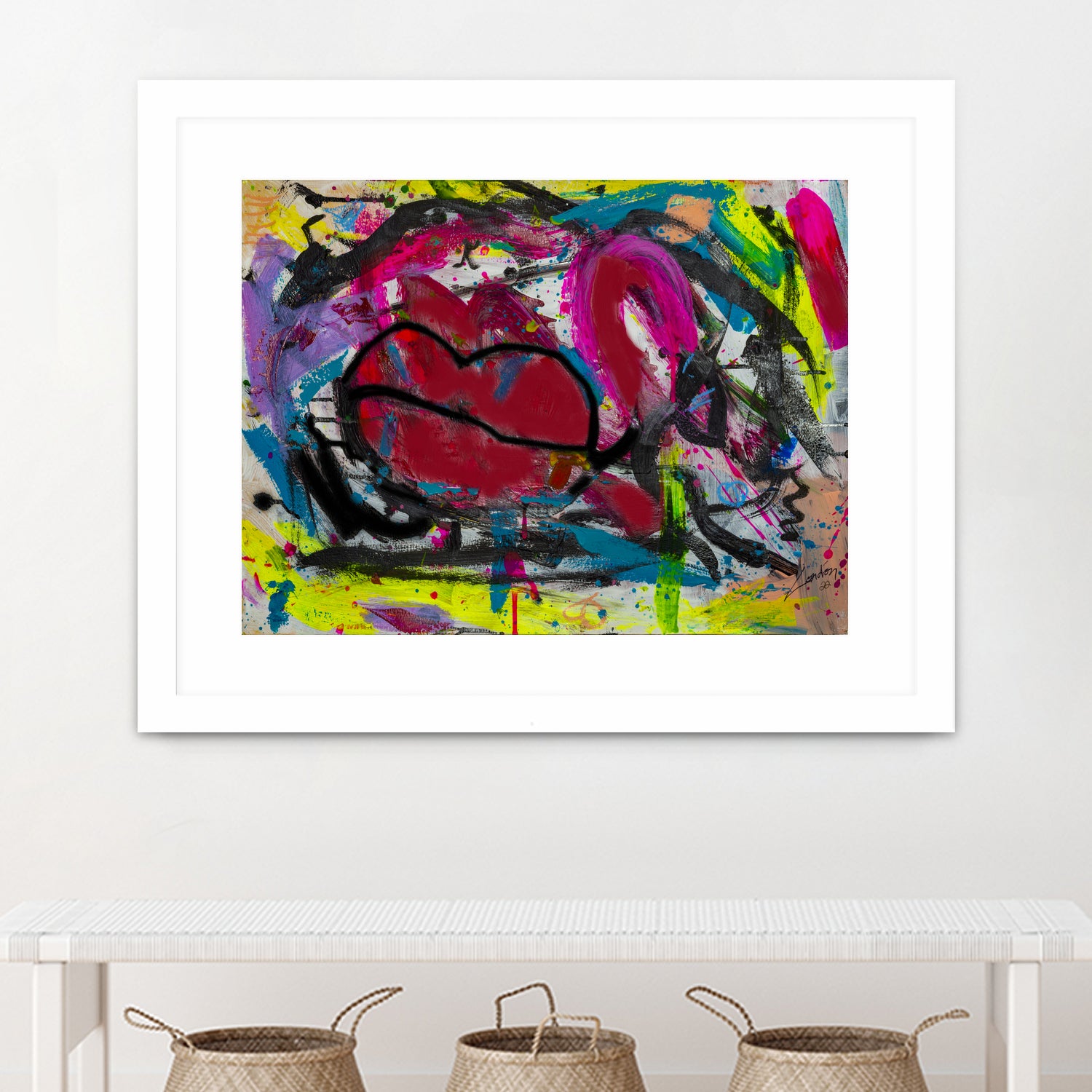 Love is in the Kiss by Janet London on GIANT ART - red abstract