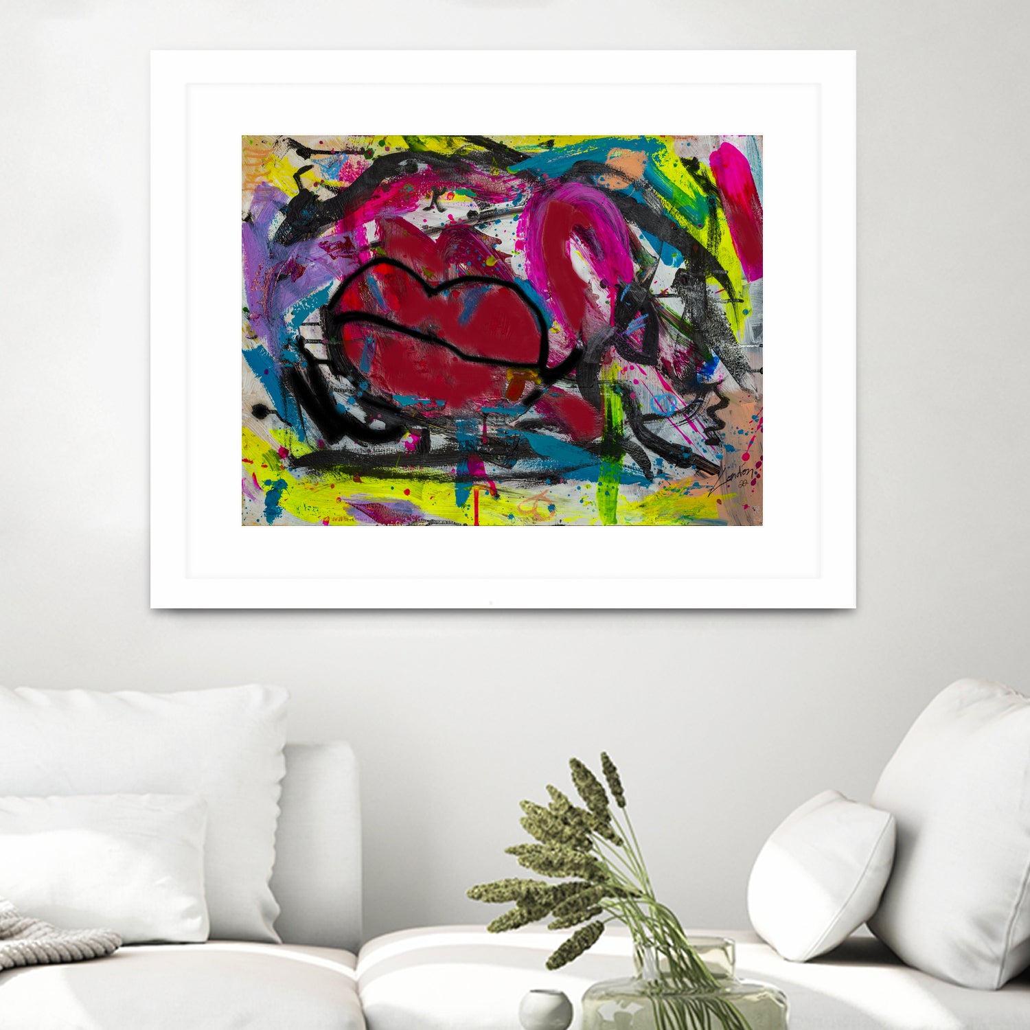 Love is in the Kiss by Janet London on GIANT ART - red abstract