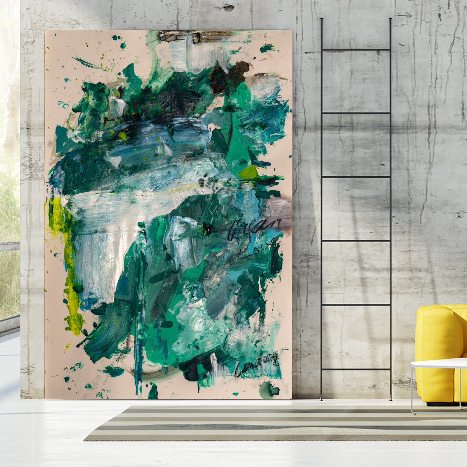 Endless Turquoise and Green No 1 by Janet London on GIANT ART - green abstract