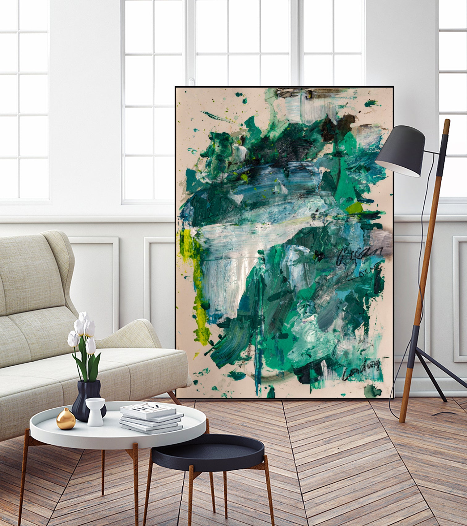 Endless Turquoise and Green No 1 by Janet London on GIANT ART - green abstract