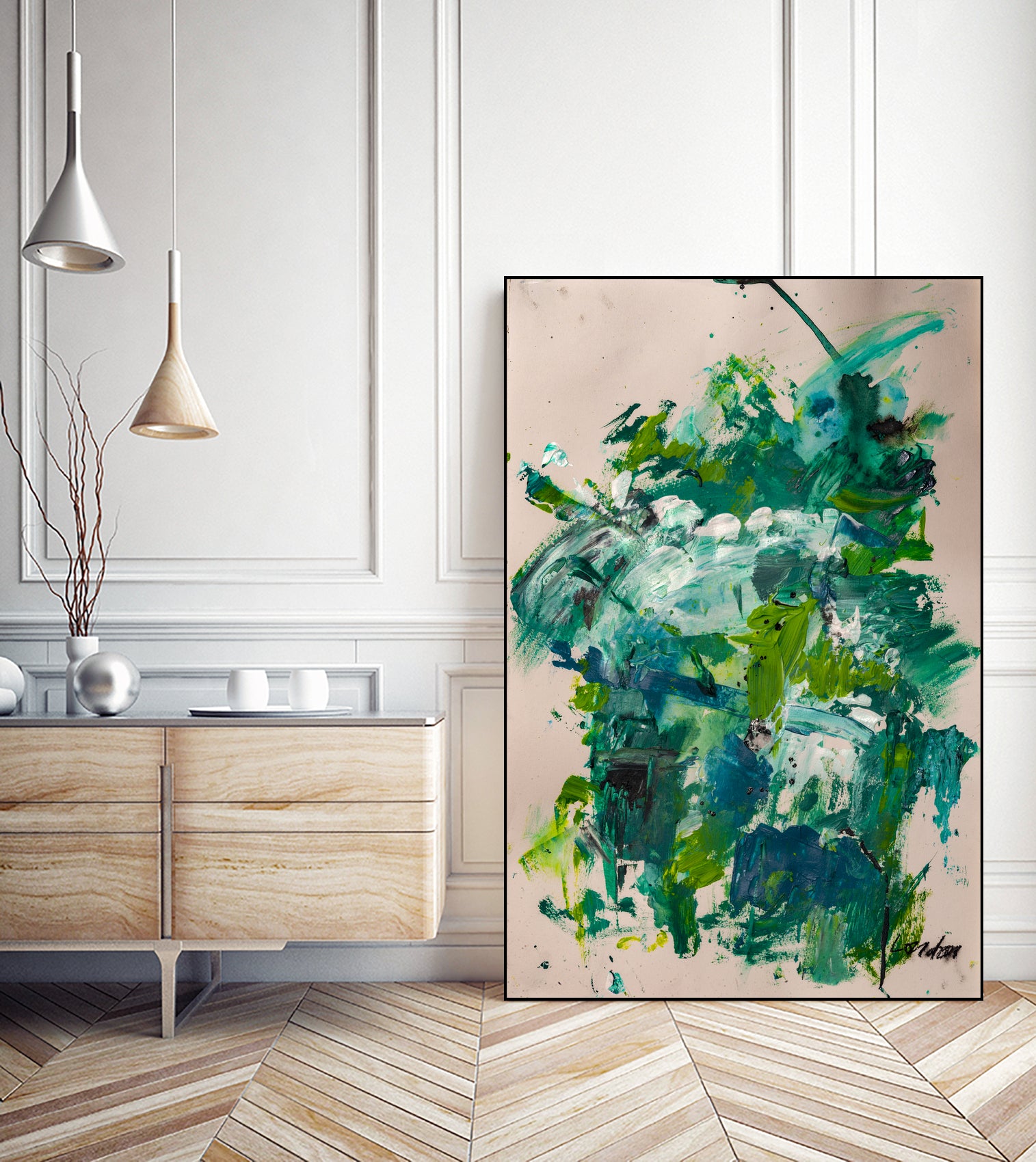 Endless Turquoise and Green No 2 by Janet London on GIANT ART - green abstract