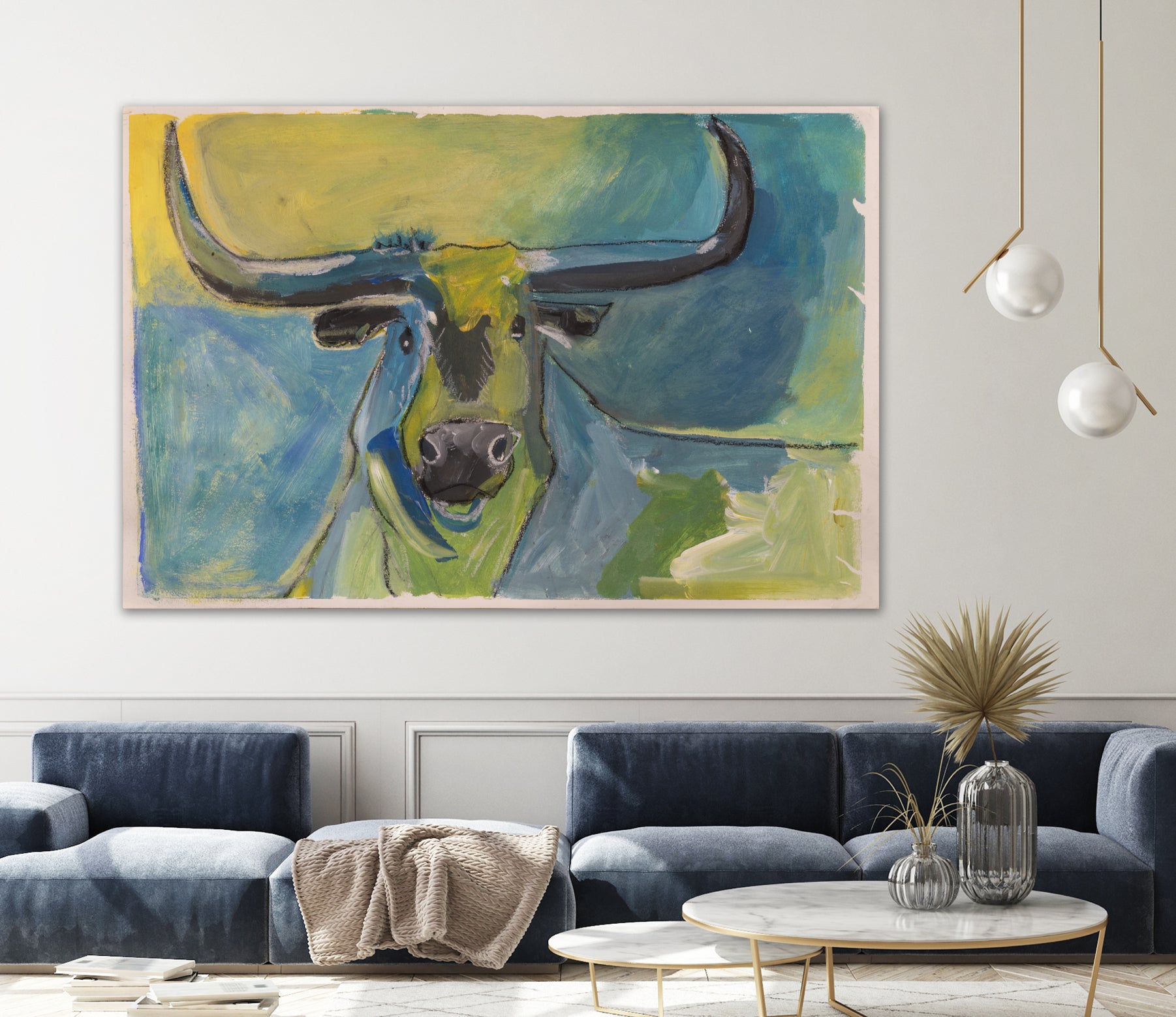 Bullseye by Janet London on GIANT ART - blue abstract bull