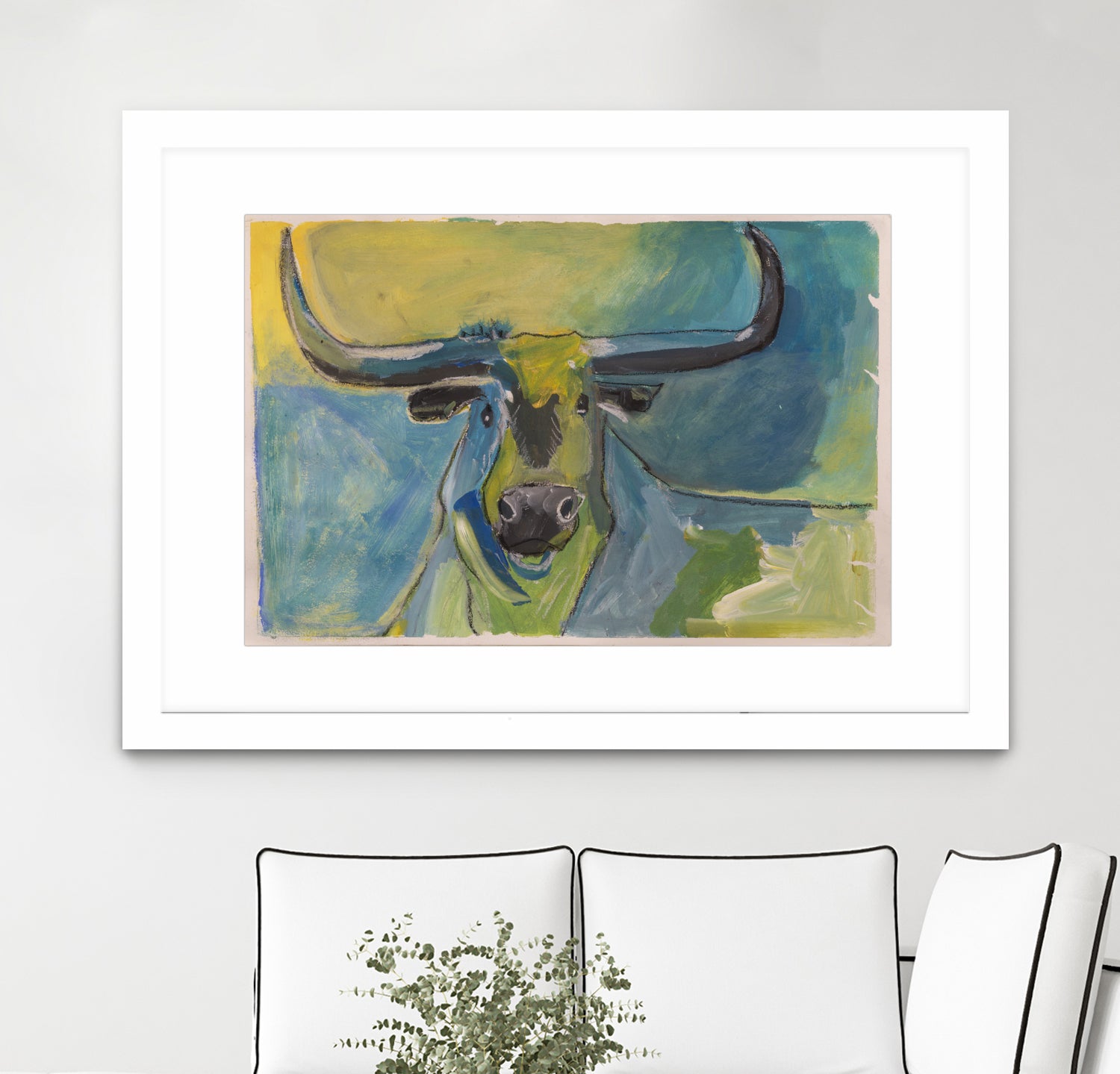 Bullseye by Janet London on GIANT ART - blue abstract bull