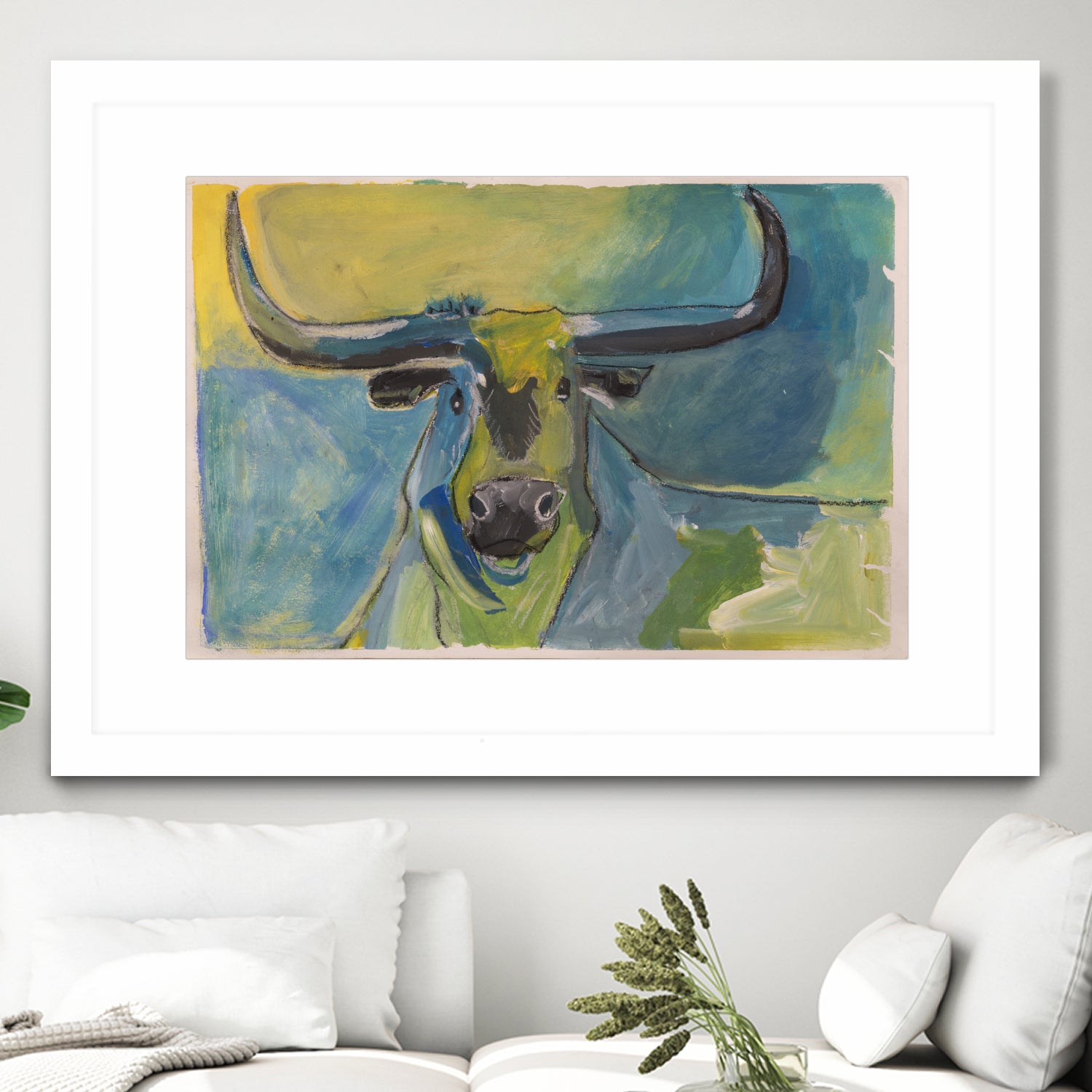 Bullseye by Janet London on GIANT ART - blue abstract bull