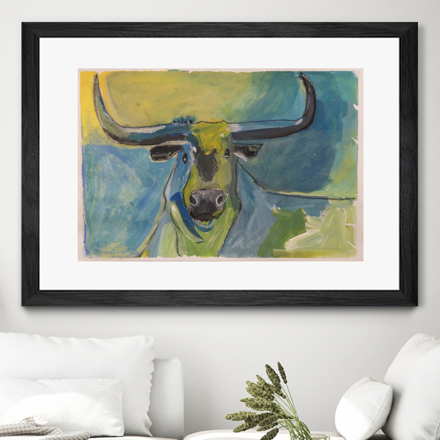 Bullseye by Janet London on GIANT ART - blue abstract bull