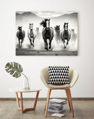 Run by M Studio on GIANT ART - white black and white  horse