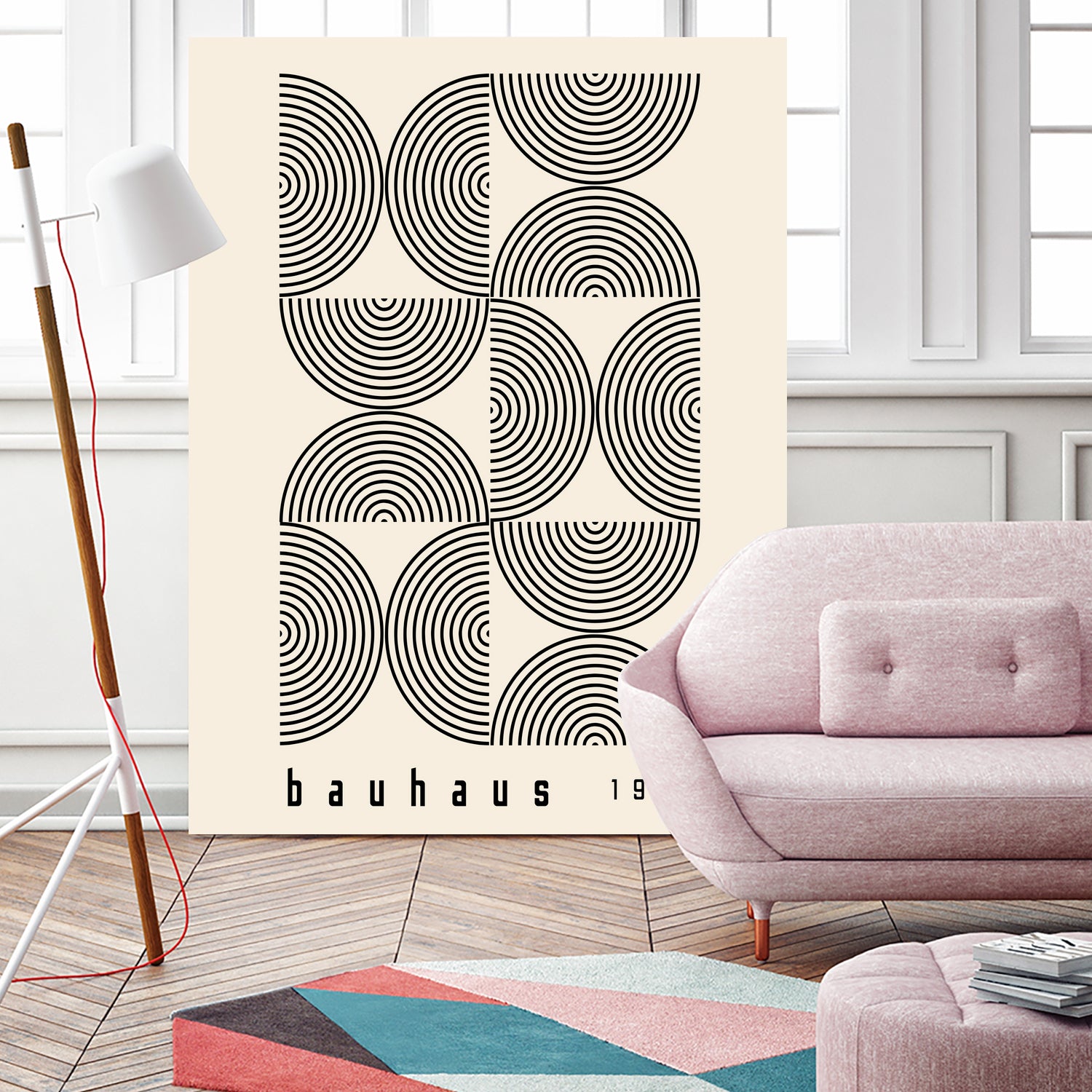 Bauhaus 1919 by M studio on GIANT ART - beige abstact framed canvas