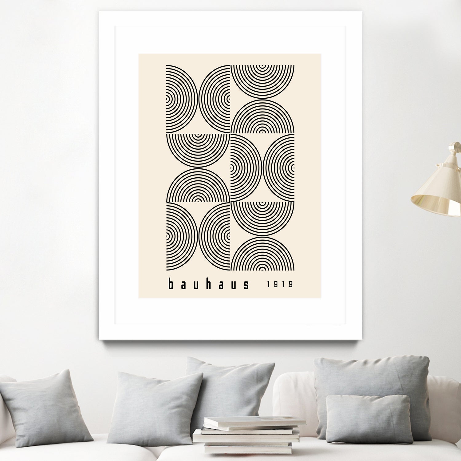 Bauhaus 1919 by M studio on GIANT ART - beige abstact framed canvas