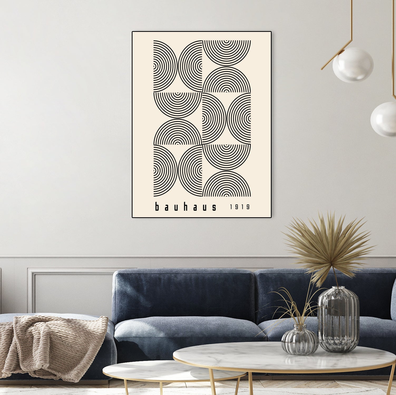 Bauhaus 1919 by M studio on GIANT ART - beige abstact framed canvas