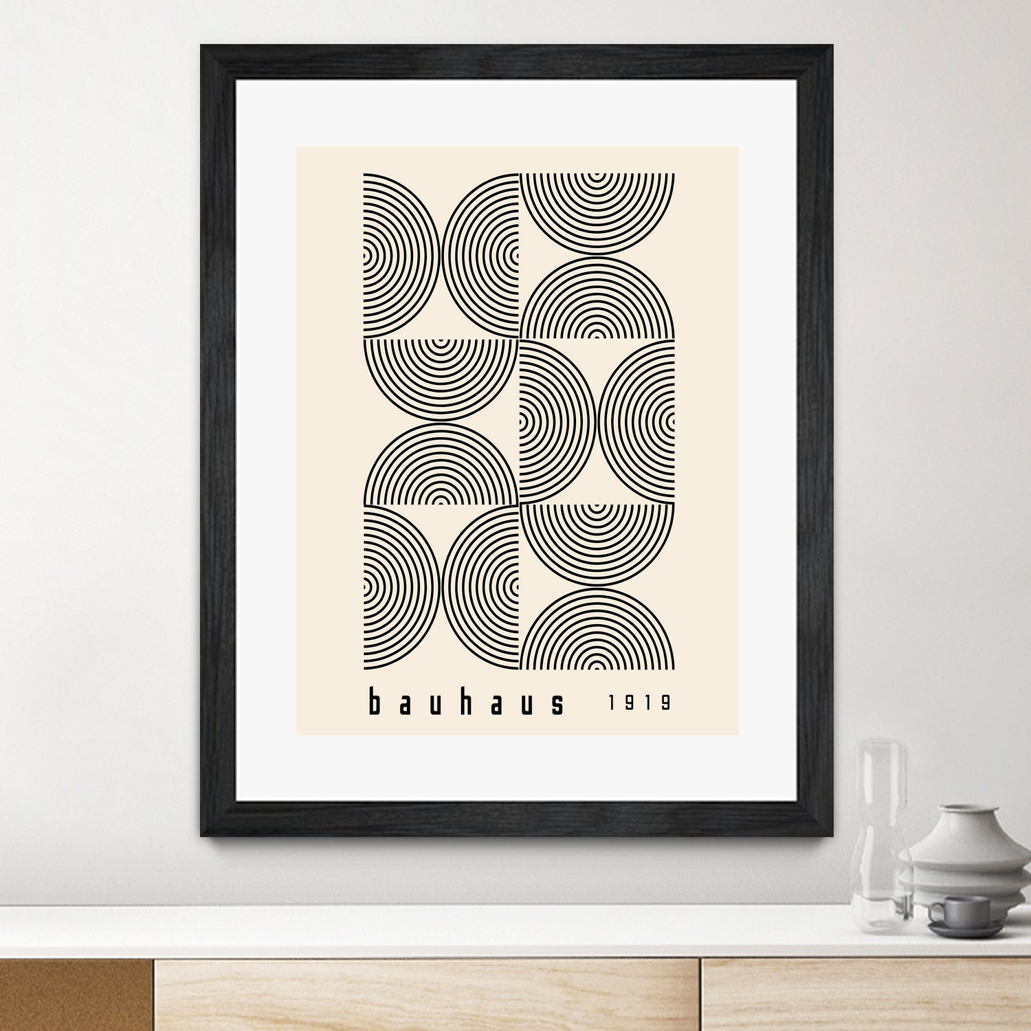 Bauhaus 1919 by M studio on GIANT ART - beige abstact framed canvas