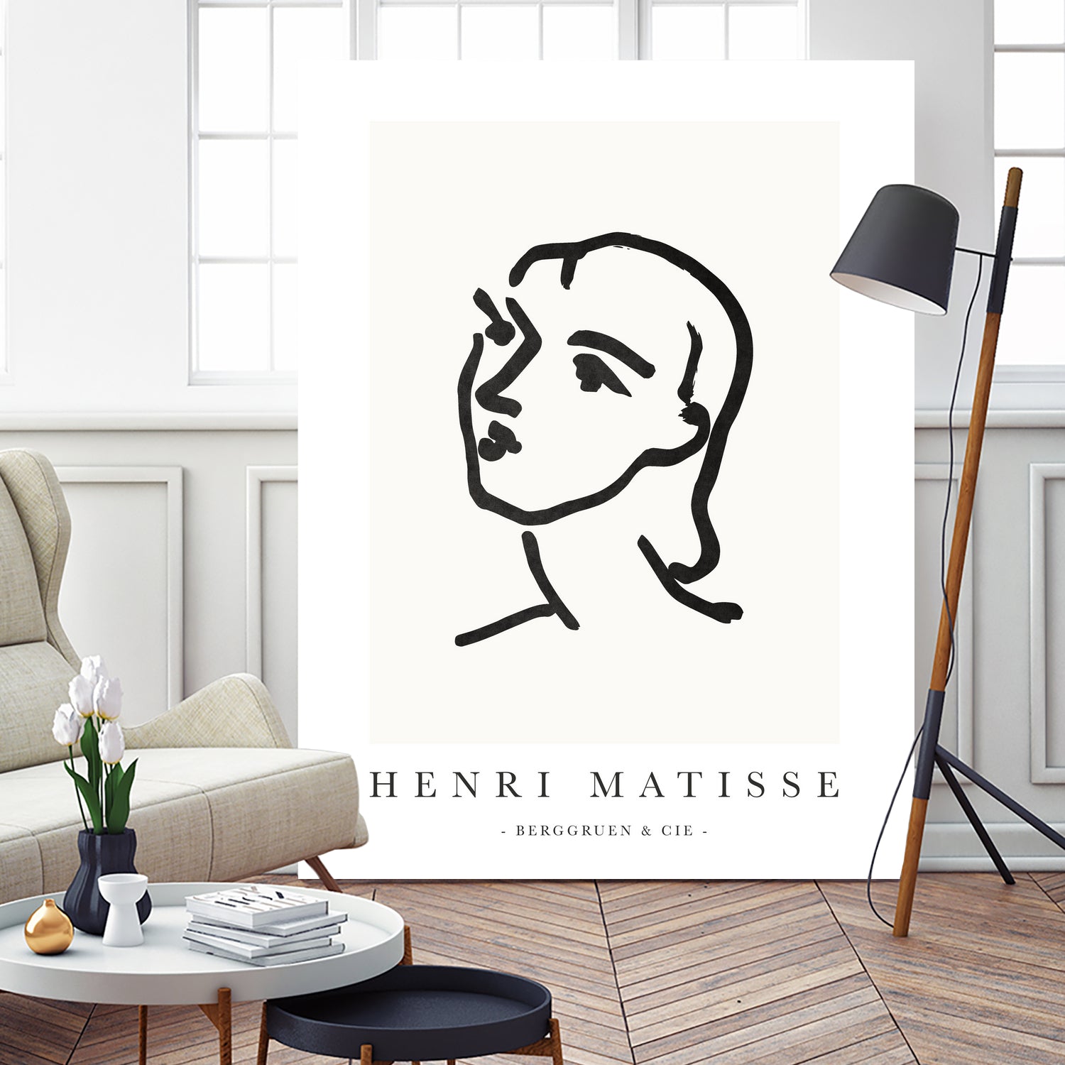 Le visage by M Studio on GIANT ART - white line art matisse