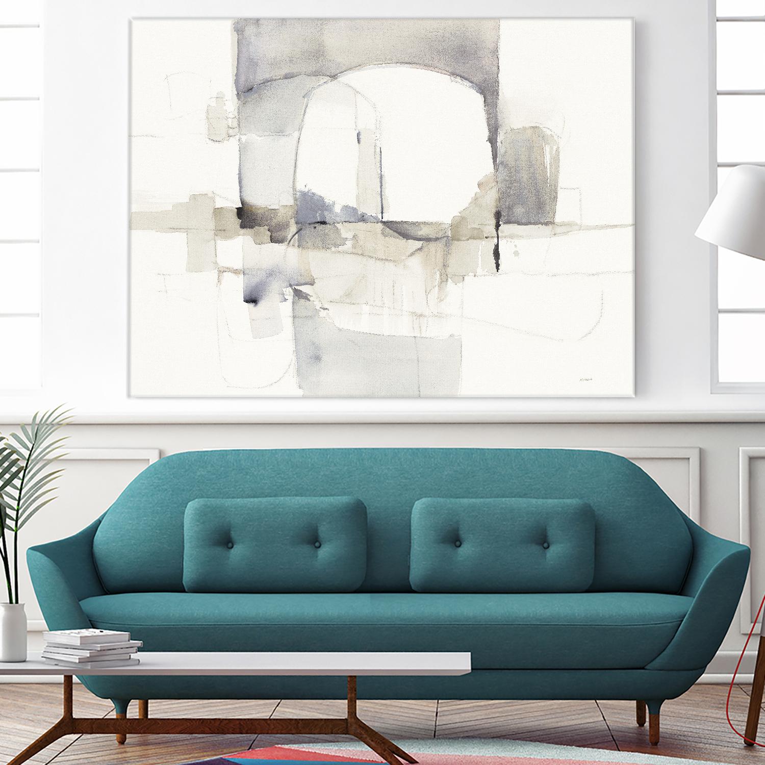 Improvisation I Gray by Mike Schick on GIANT ART - white watercolour soft abstract 