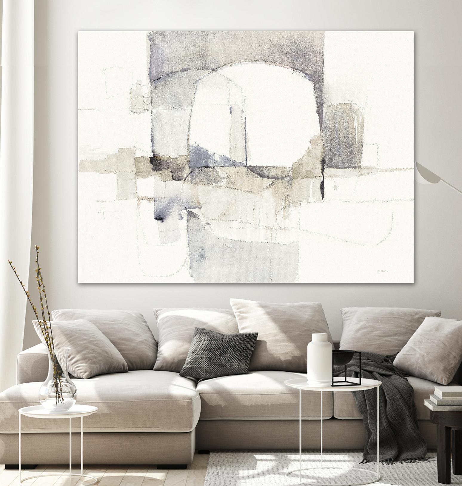 Improvisation I Gray by Mike Schick on GIANT ART - white watercolour soft abstract 