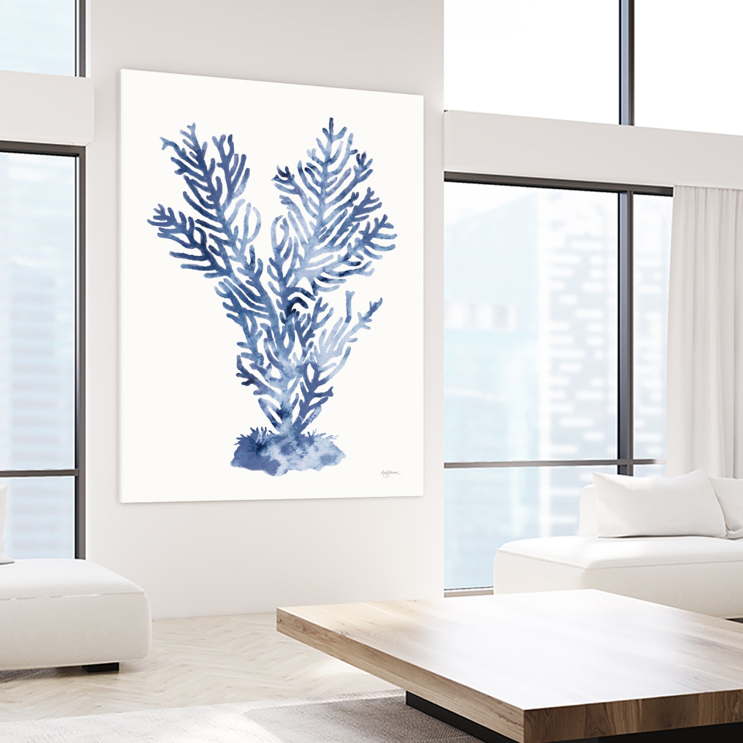 Shibori Coral I by Mary Urban on GIANT ART - blue