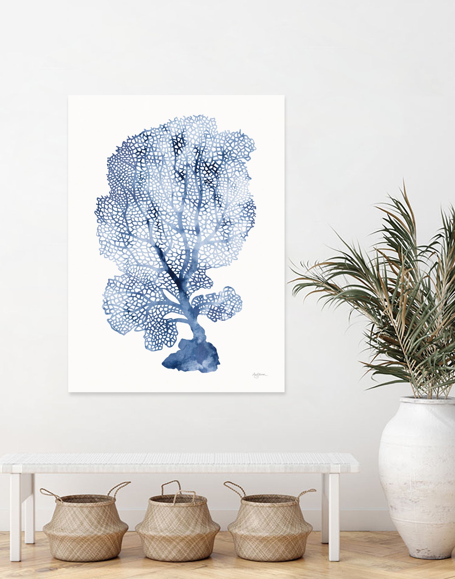 Shibori Coral II by Mary Urban on GIANT ART - blue