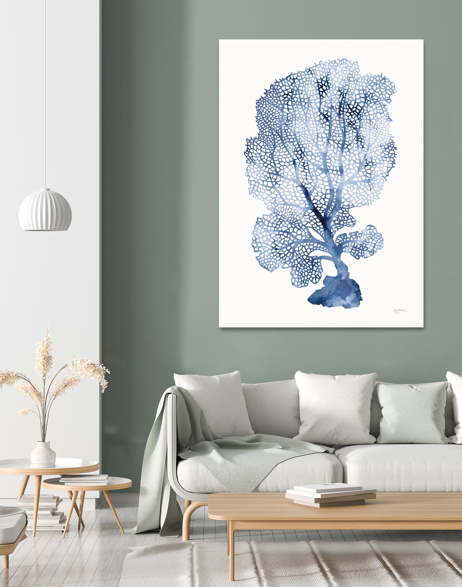 Shibori Coral II by Mary Urban on GIANT ART - blue