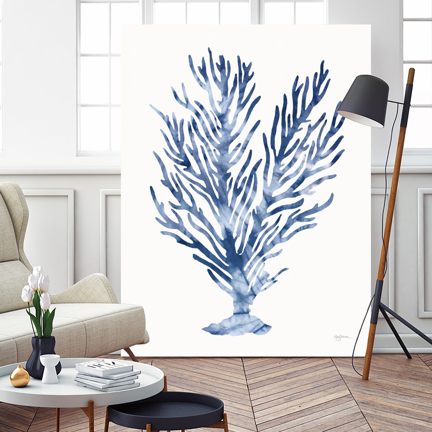 Shibori Coral IV by Mary Urban on GIANT ART - blue