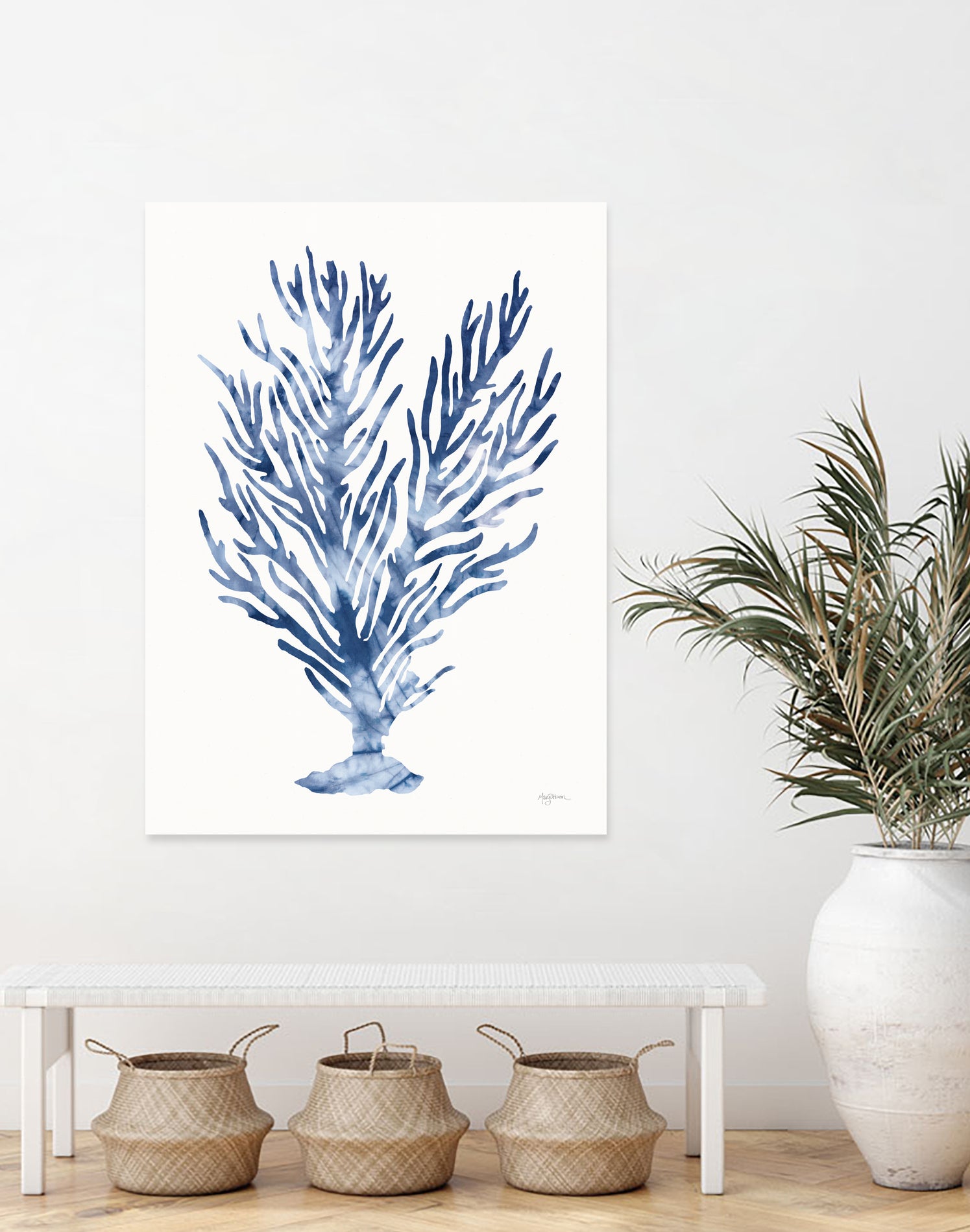Shibori Coral IV by Mary Urban on GIANT ART - blue