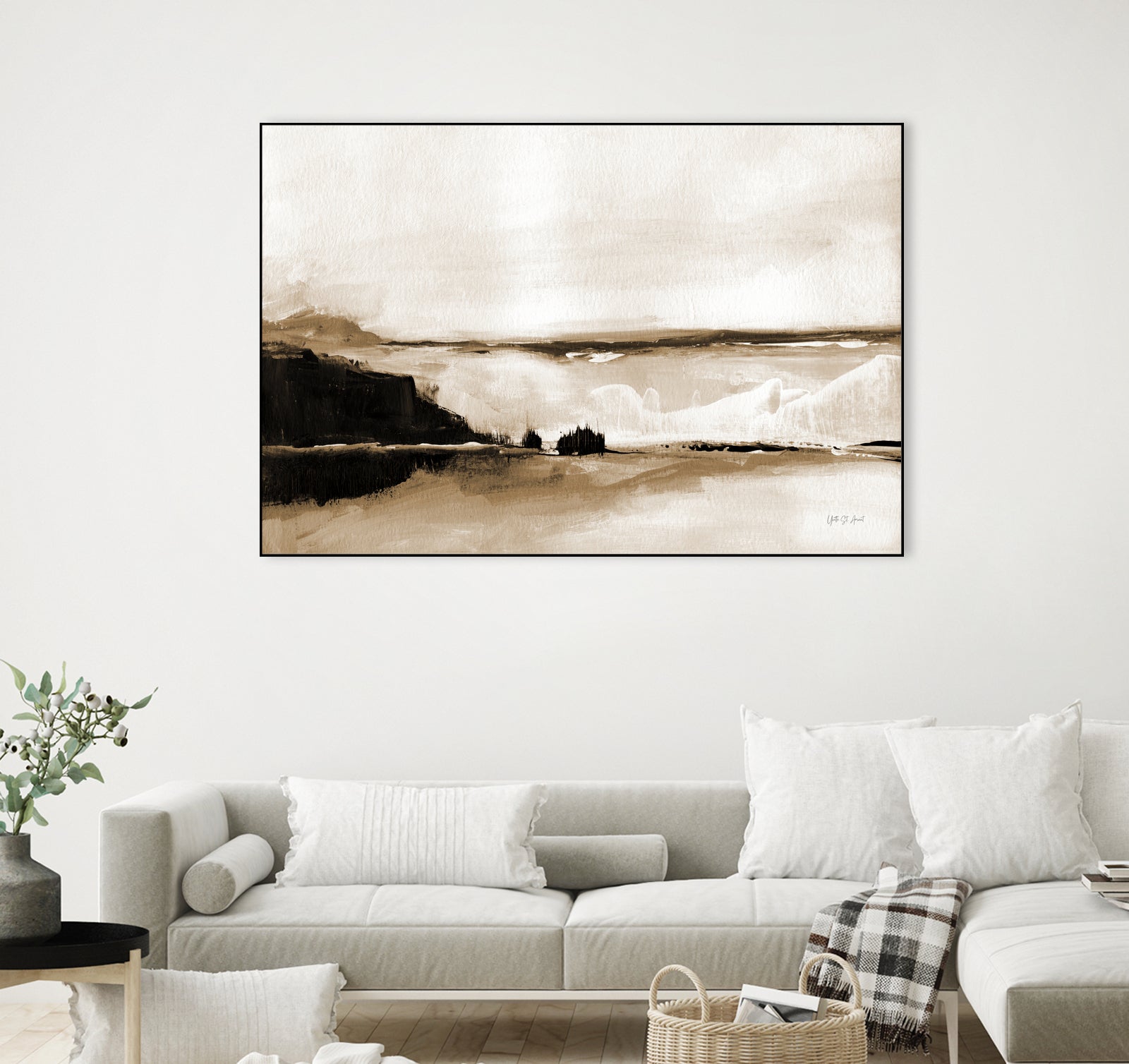 Vintage Landscape Mountainside by Yvette St. Amant on GIANT ART - black