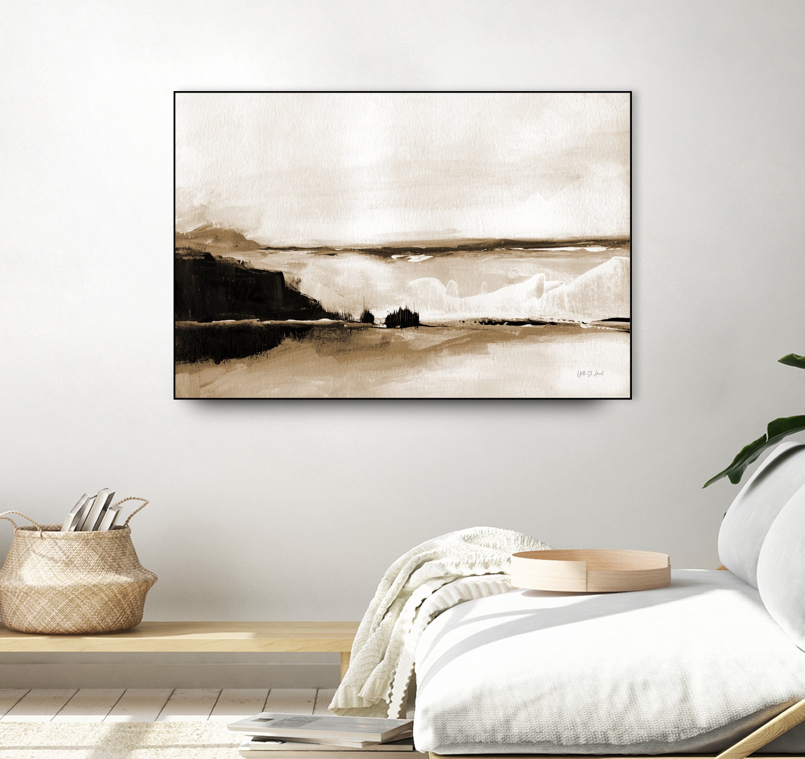 Vintage Landscape Mountainside by Yvette St. Amant on GIANT ART - black