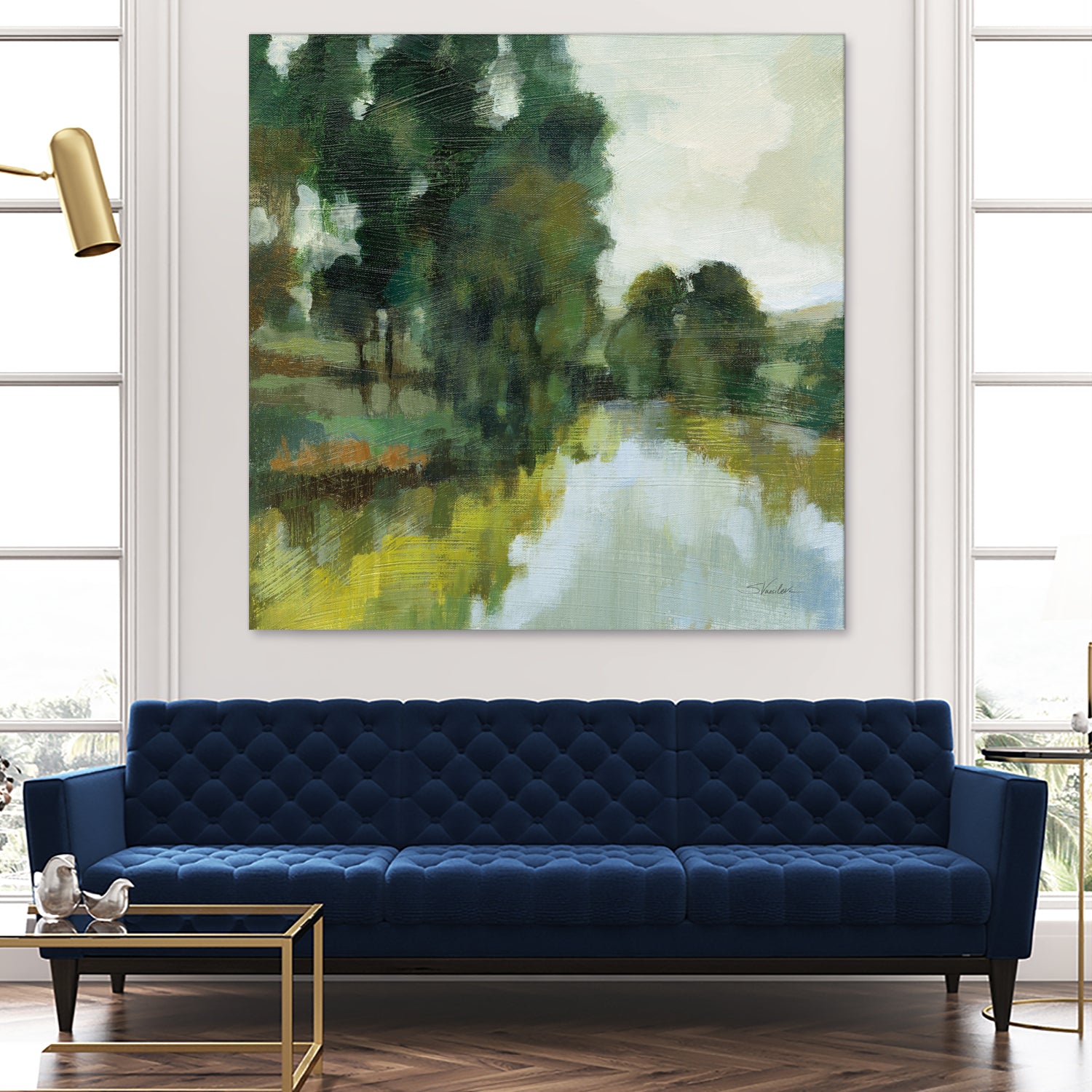 Willows by the Pond I by Silvia Vassileva on GIANT ART - blue