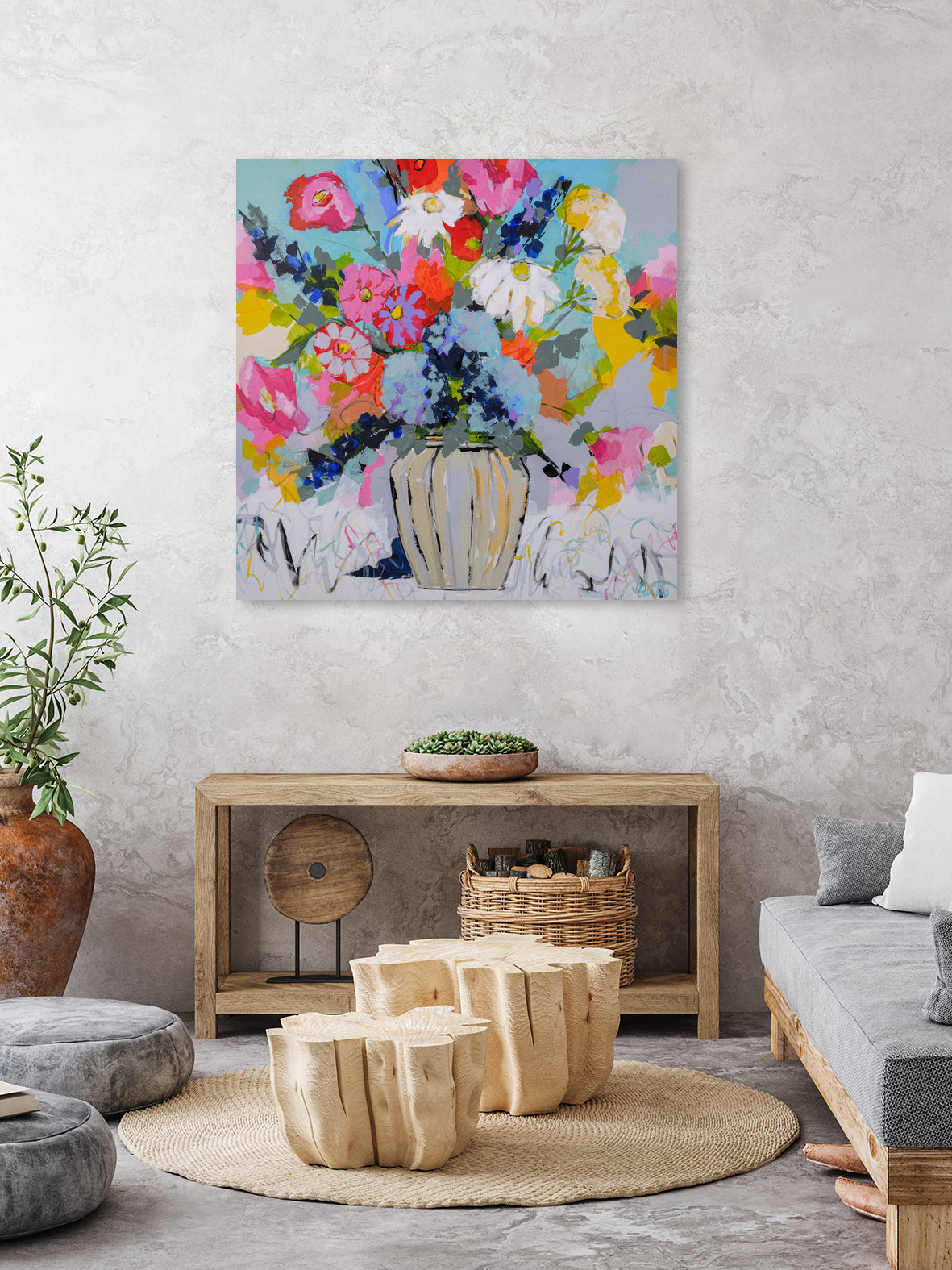 A Vibrant Floral No. 1 by Joan Curtis on GIANT ART - blue contemporary