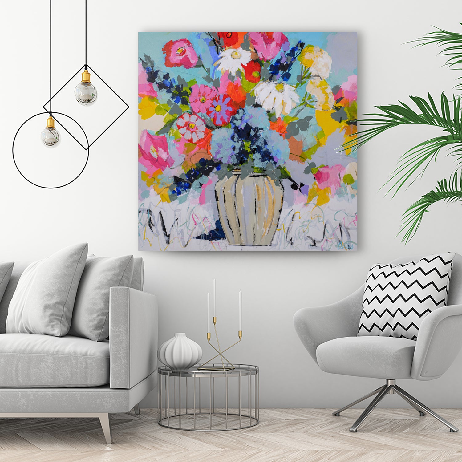 A Vibrant Floral No. 1 by Joan Curtis on GIANT ART - blue contemporary