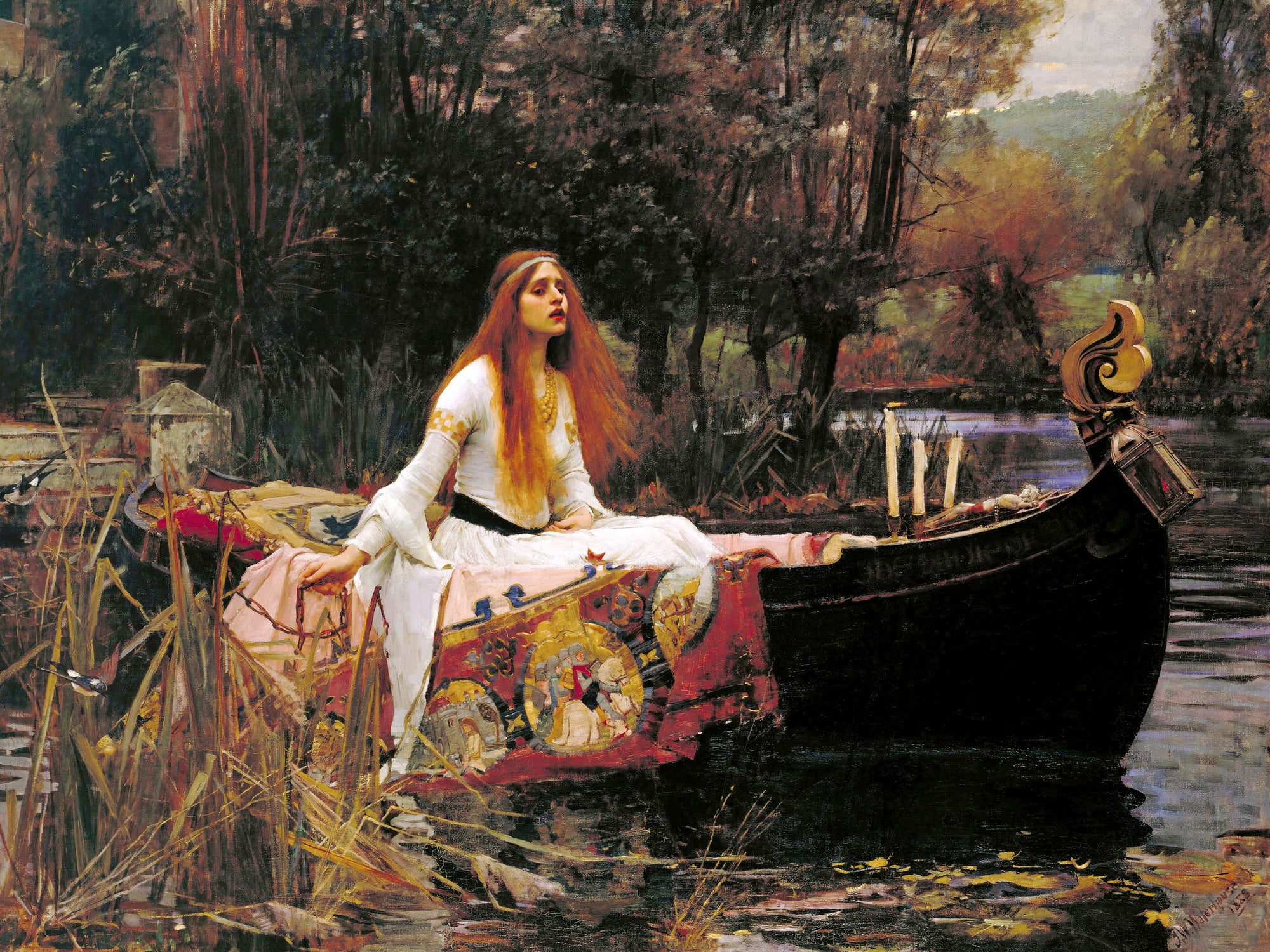 The Lady of Shallot, 1888 by John William Waterhouse on GIANT ART - orange figurative