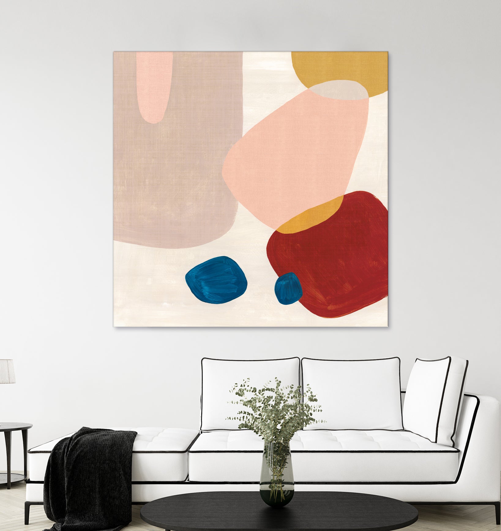 Pink Pebbles III by Eva Watts on GIANT ART - blue  shapes 