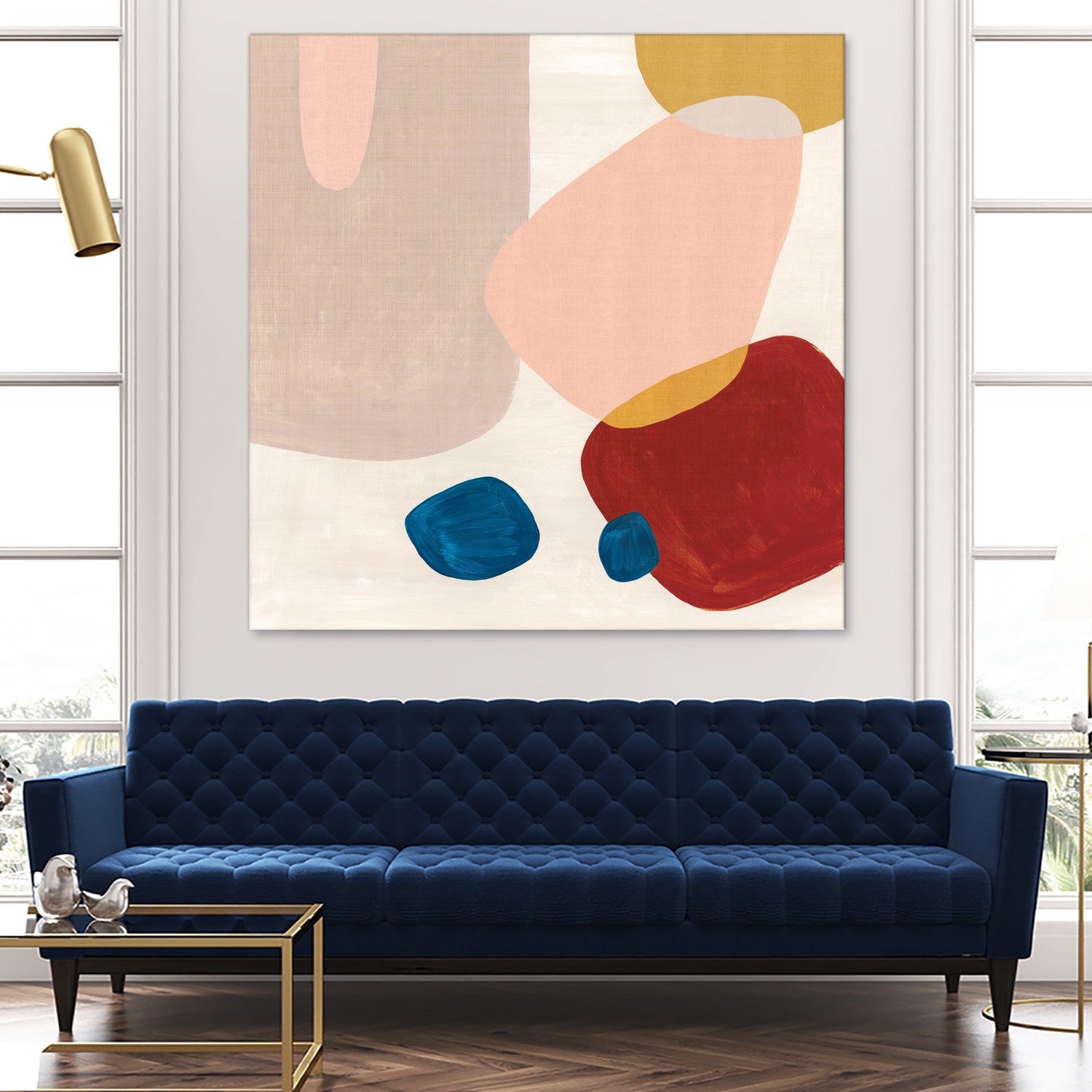 Pink Pebbles III by Eva Watts on GIANT ART - blue  shapes 