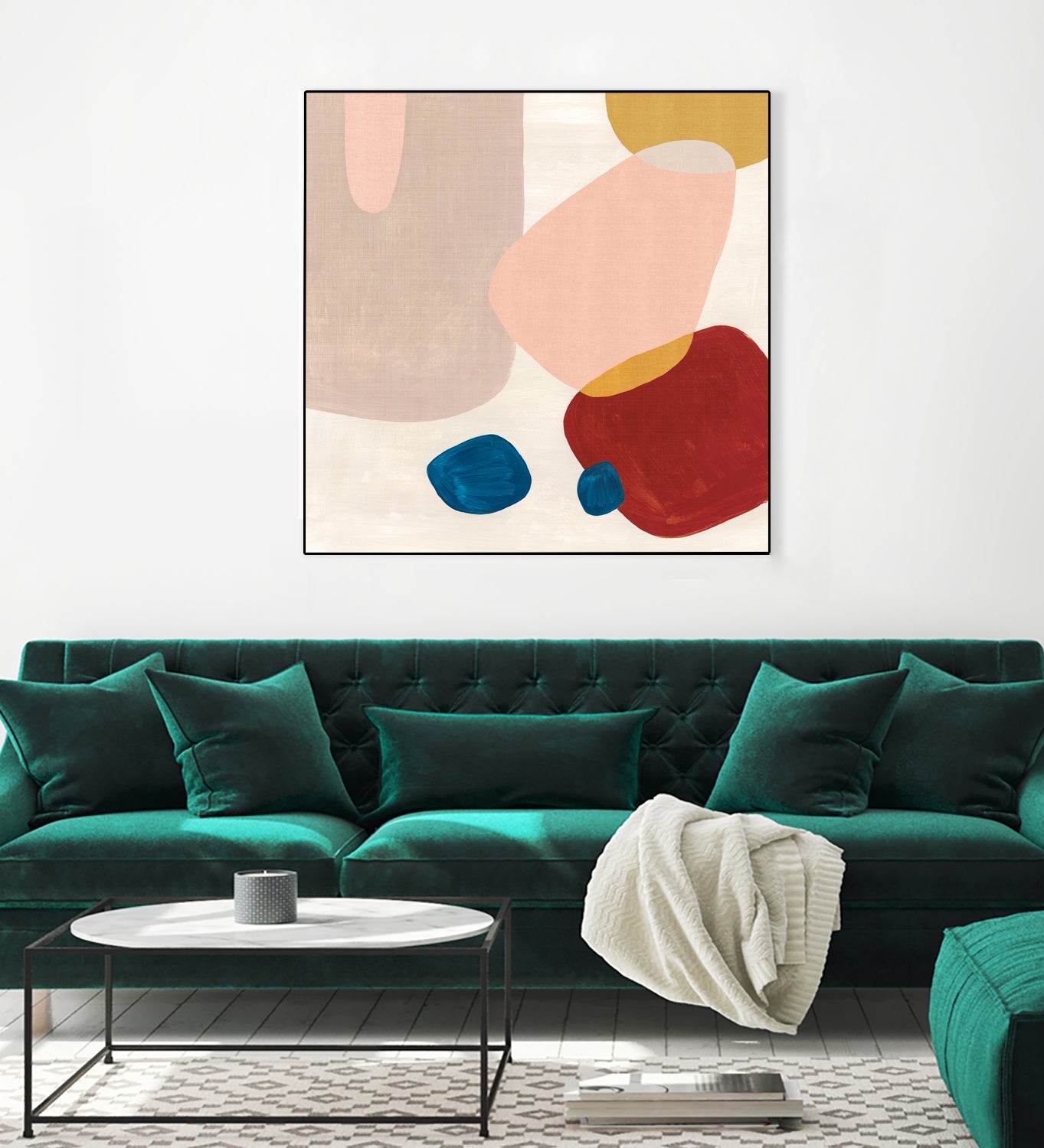 Pink Pebbles III by Eva Watts on GIANT ART - blue  shapes 
