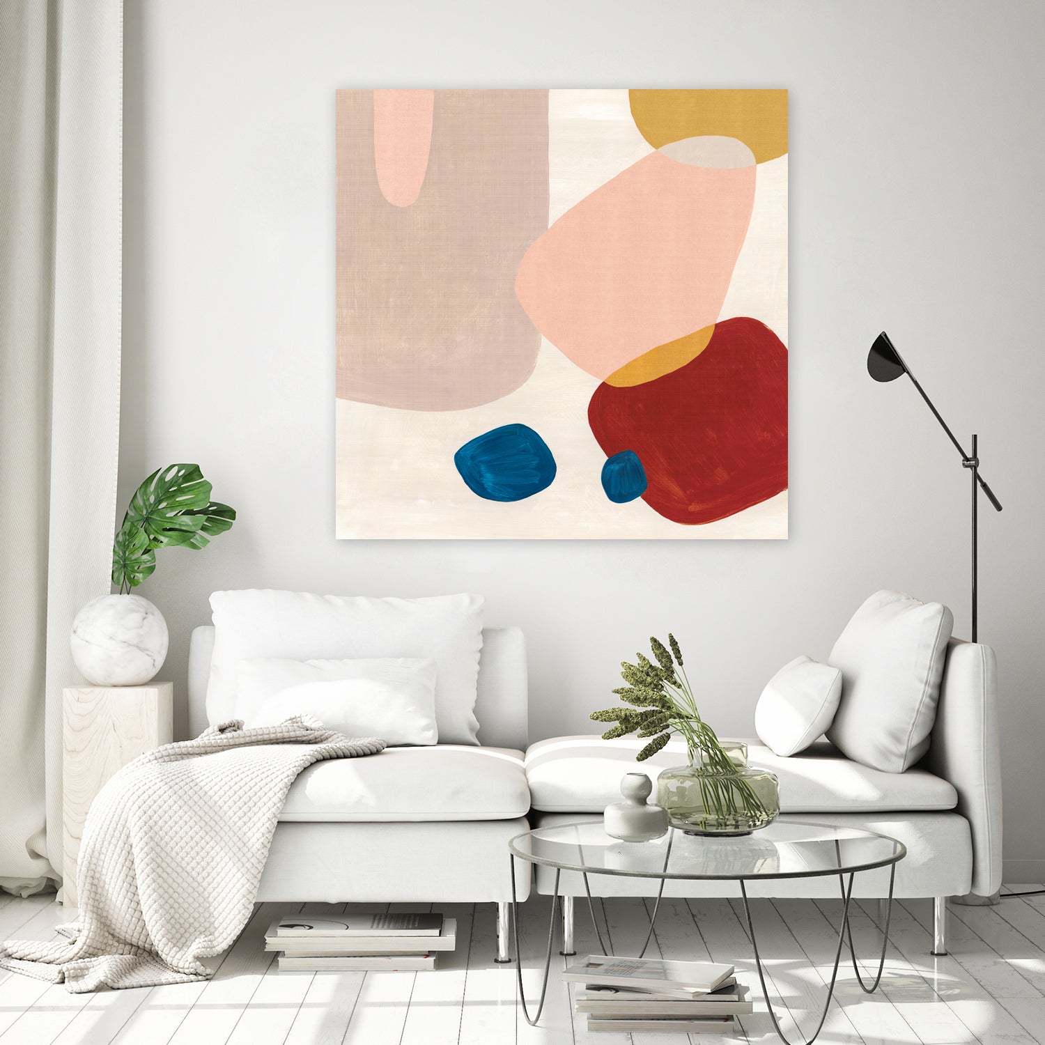 Pink Pebbles III by Eva Watts on GIANT ART - blue  shapes 