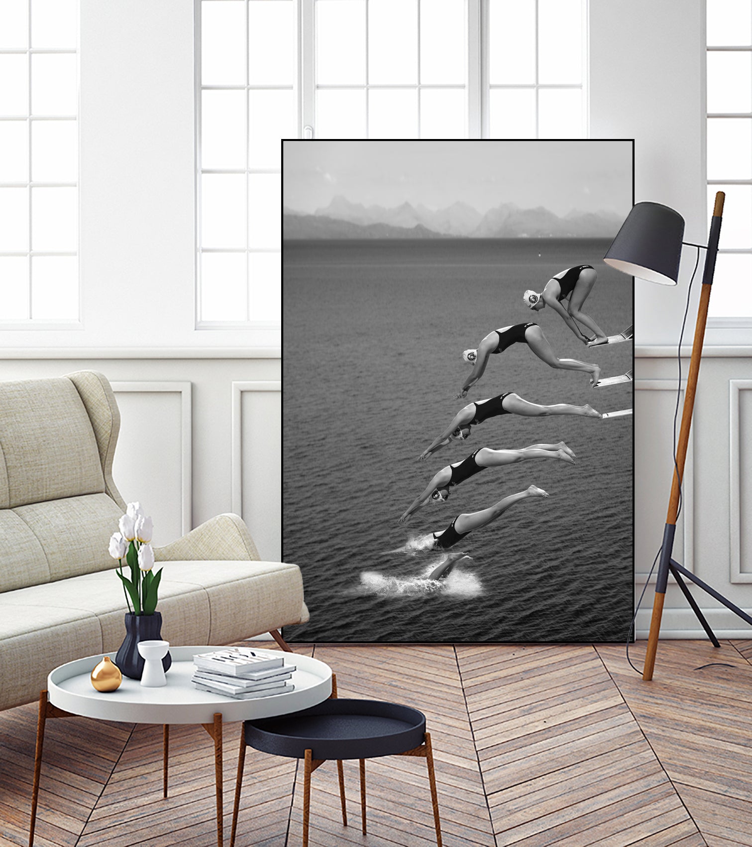 The beauty of diving by Greetje on GIANT ART - black and white  photography quick