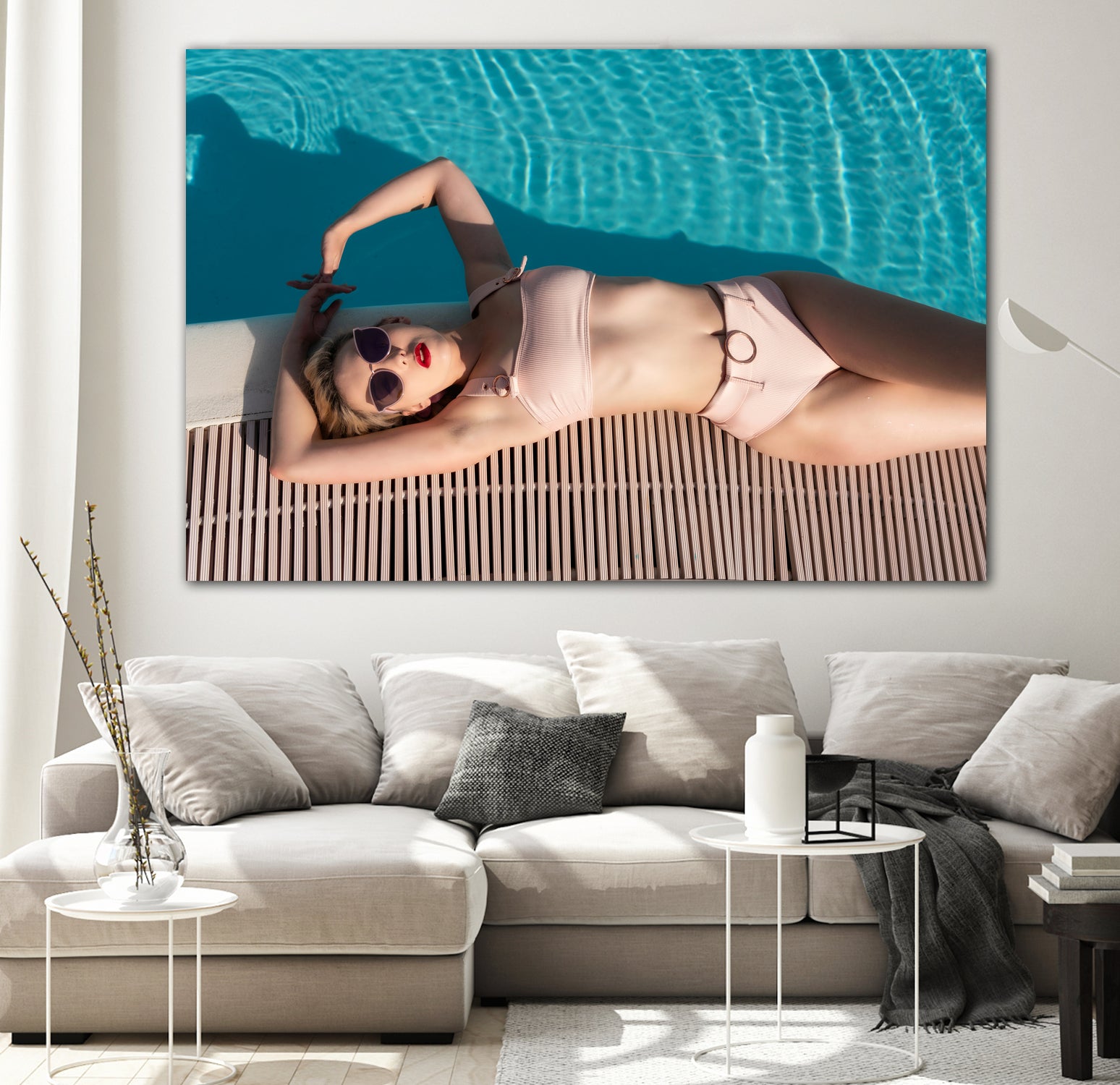 Poolside by Colin on GIANT ART - beige figurative sunbathing