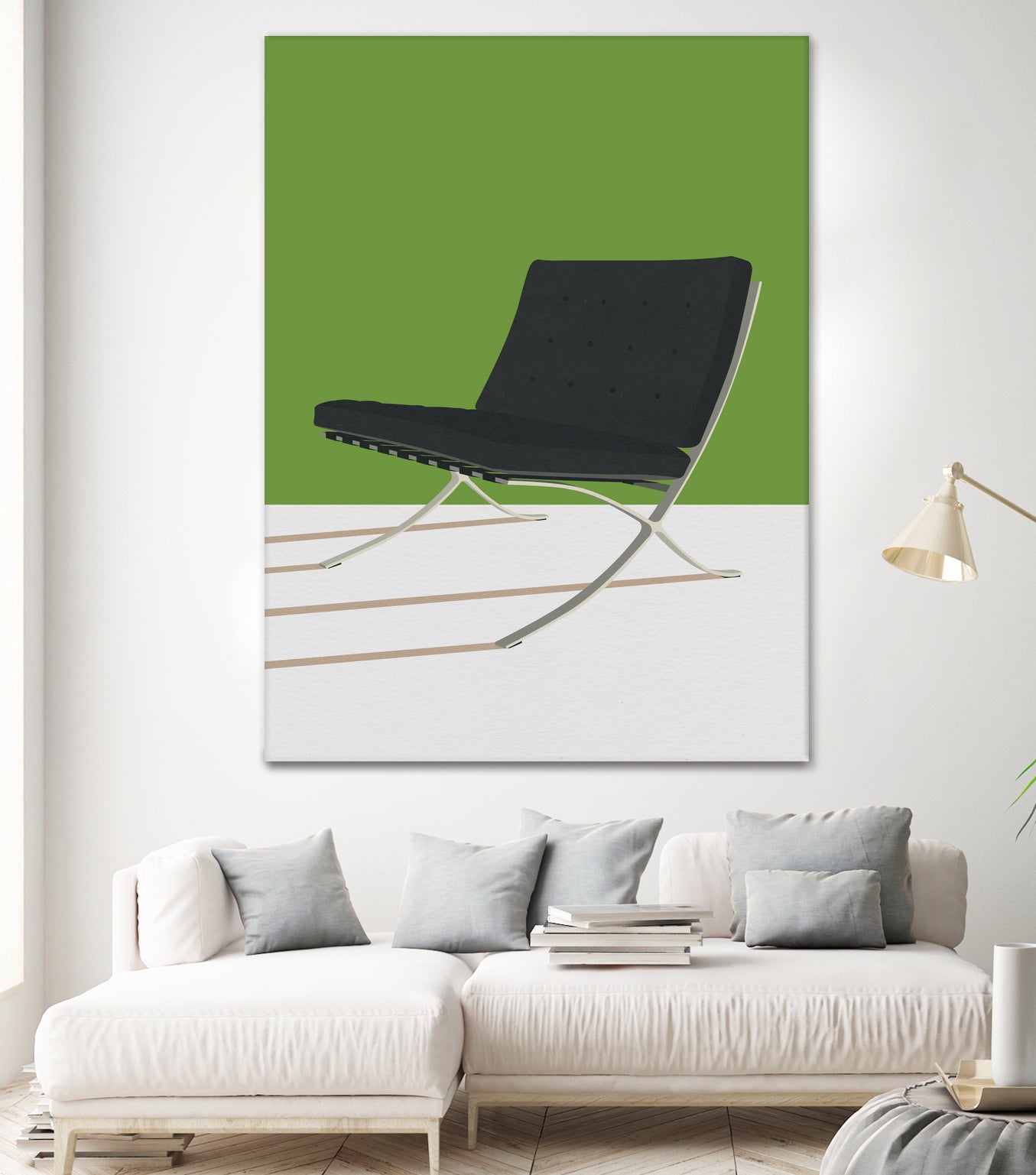 Barcelona Chair (Green Background) Mies Van Der Rohe by Rosi on GIANT ART