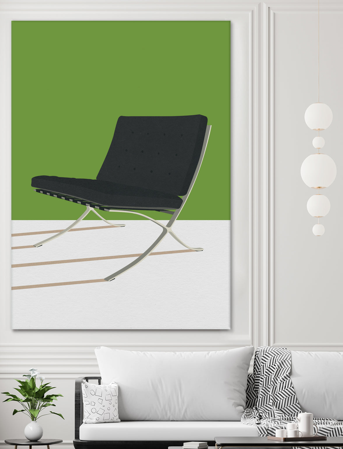 Barcelona Chair (Green Background) Mies Van Der Rohe by Rosi on GIANT ART
