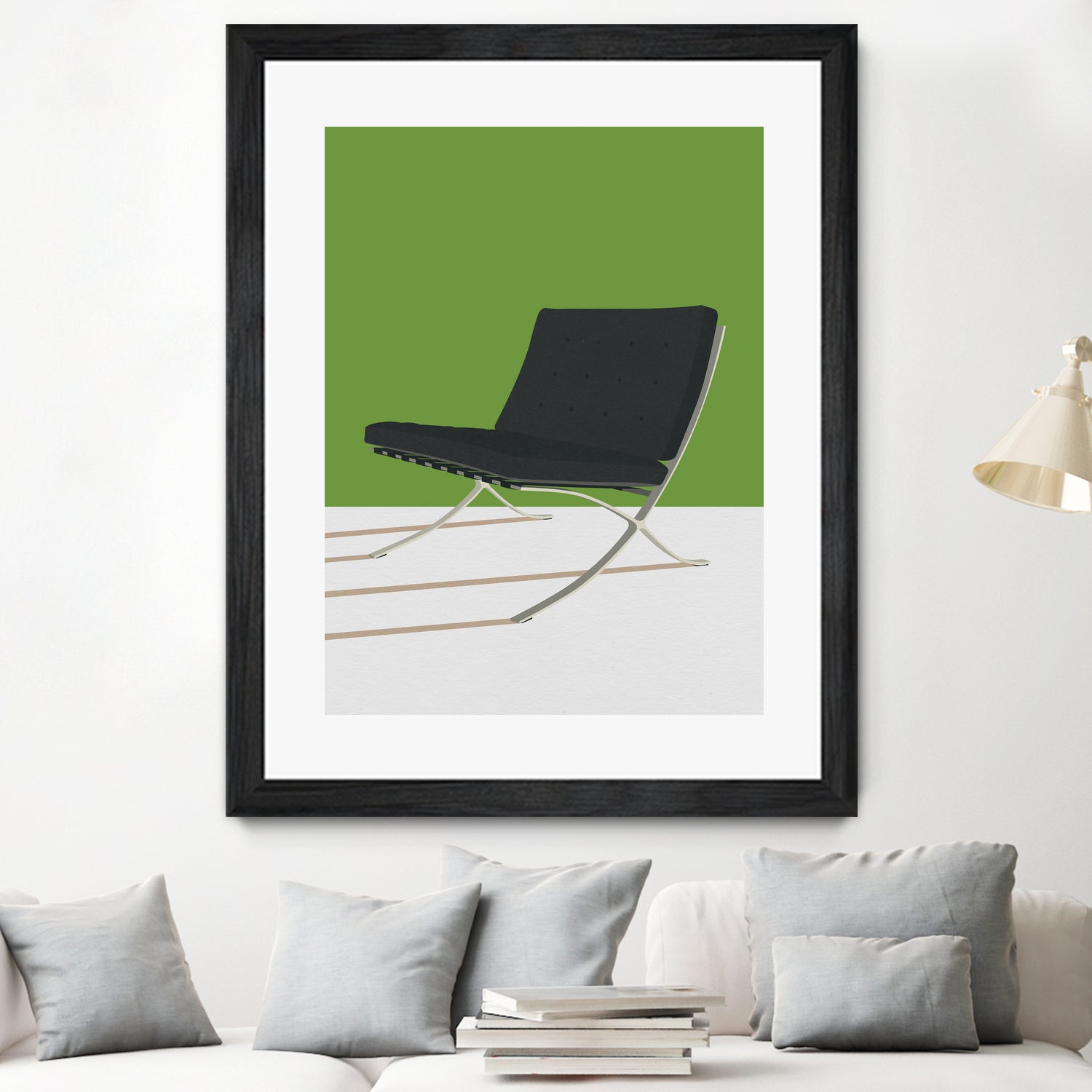 Barcelona Chair (Green Background) Mies Van Der Rohe by Rosi on GIANT ART
