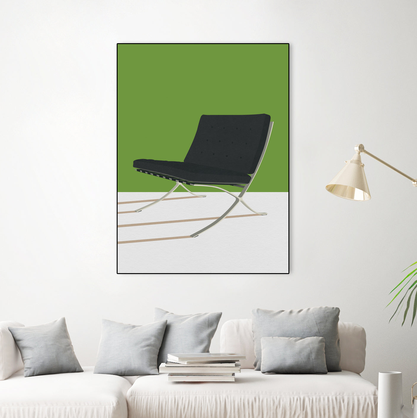 Barcelona Chair (Green Background) Mies Van Der Rohe by Rosi on GIANT ART